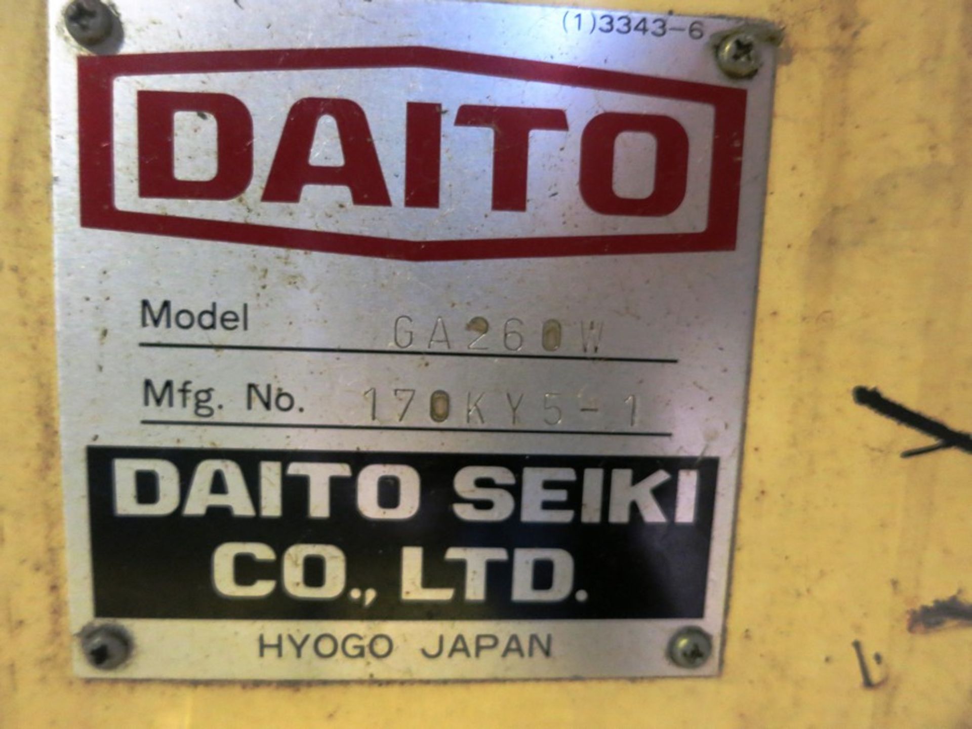 DAITO SEIKI GA260(W) CNC AUTOMATIC CUTOFF MACHINE, S/N 170KYS-1 - Image 3 of 4