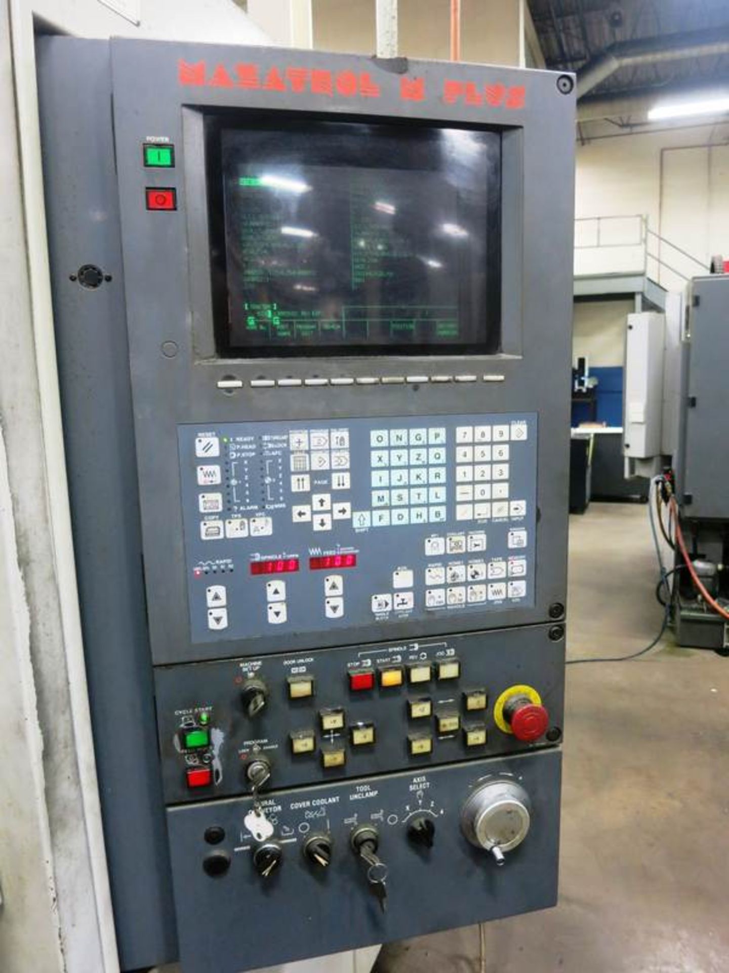 MAZAK MODEL HTC-400 CNC HORIZONTAL MACHINING CENTER, S/N 123465, NEW 1997 X-Axis 22.05", Y & Z - Image 2 of 7