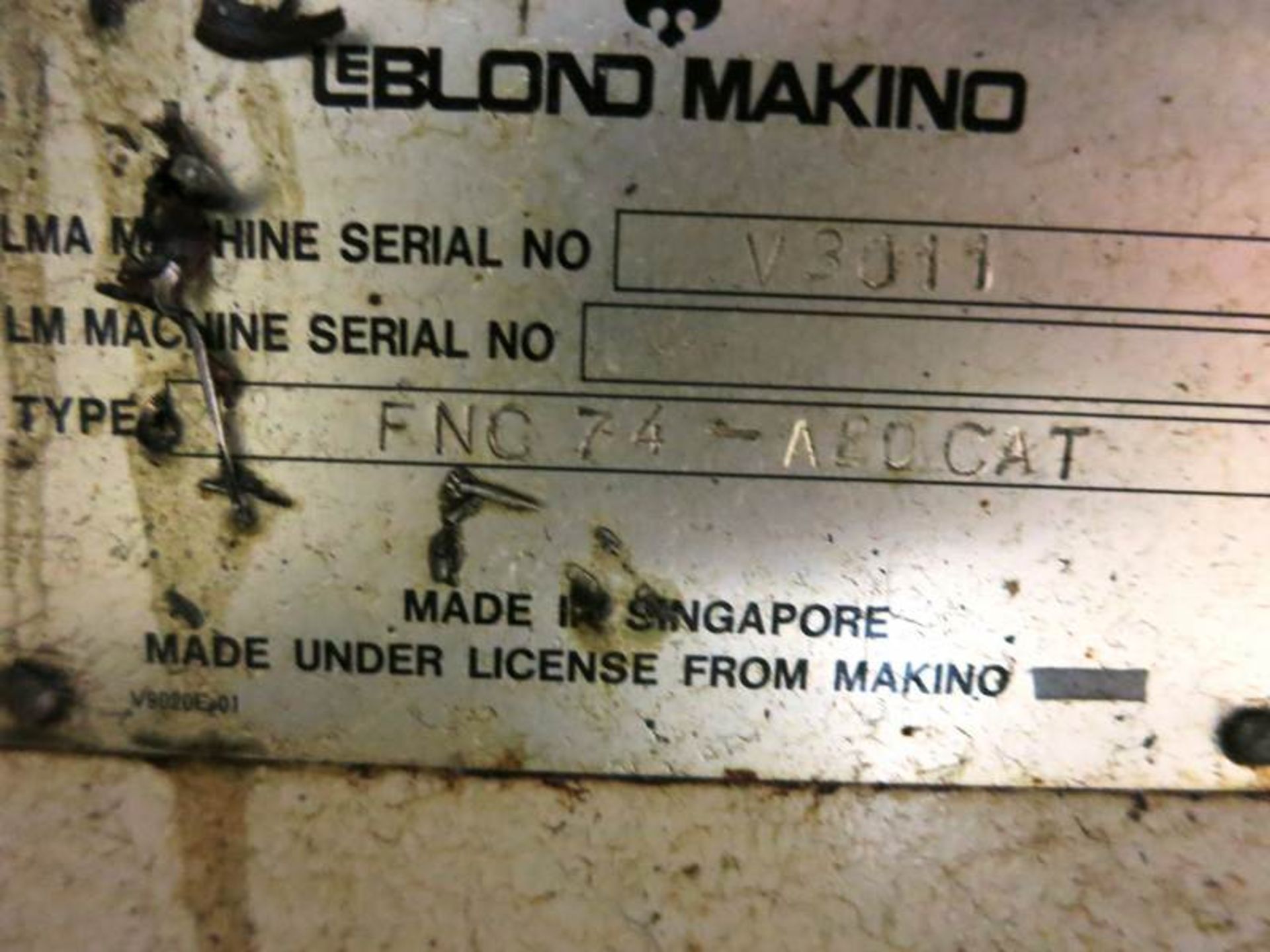 LEBLOND MAKINO FNC-74-A20CAT 4-AXIS CNC VERTICAL MACHINING CENTER, S/N V3011, NEW 1990 General - Image 6 of 7