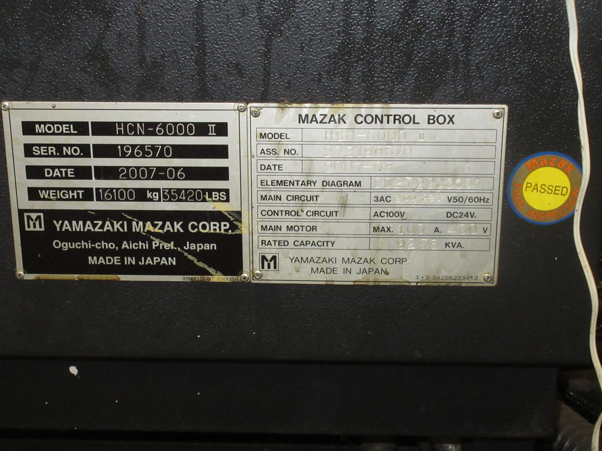 Mazak HCN-6000-II CNC Horizontal Machining Center With Palletech System - Bild 22 aus 22