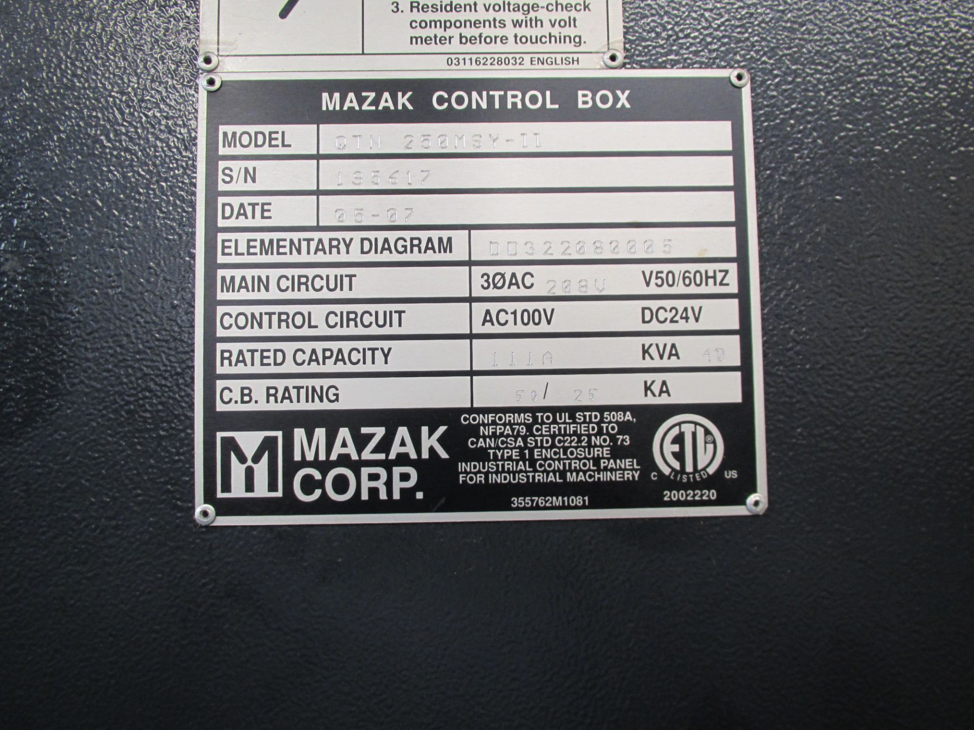 MAZAK QUICK TURN NEXUS 250-II MSY CNC TURNING CENTER - Image 16 of 16
