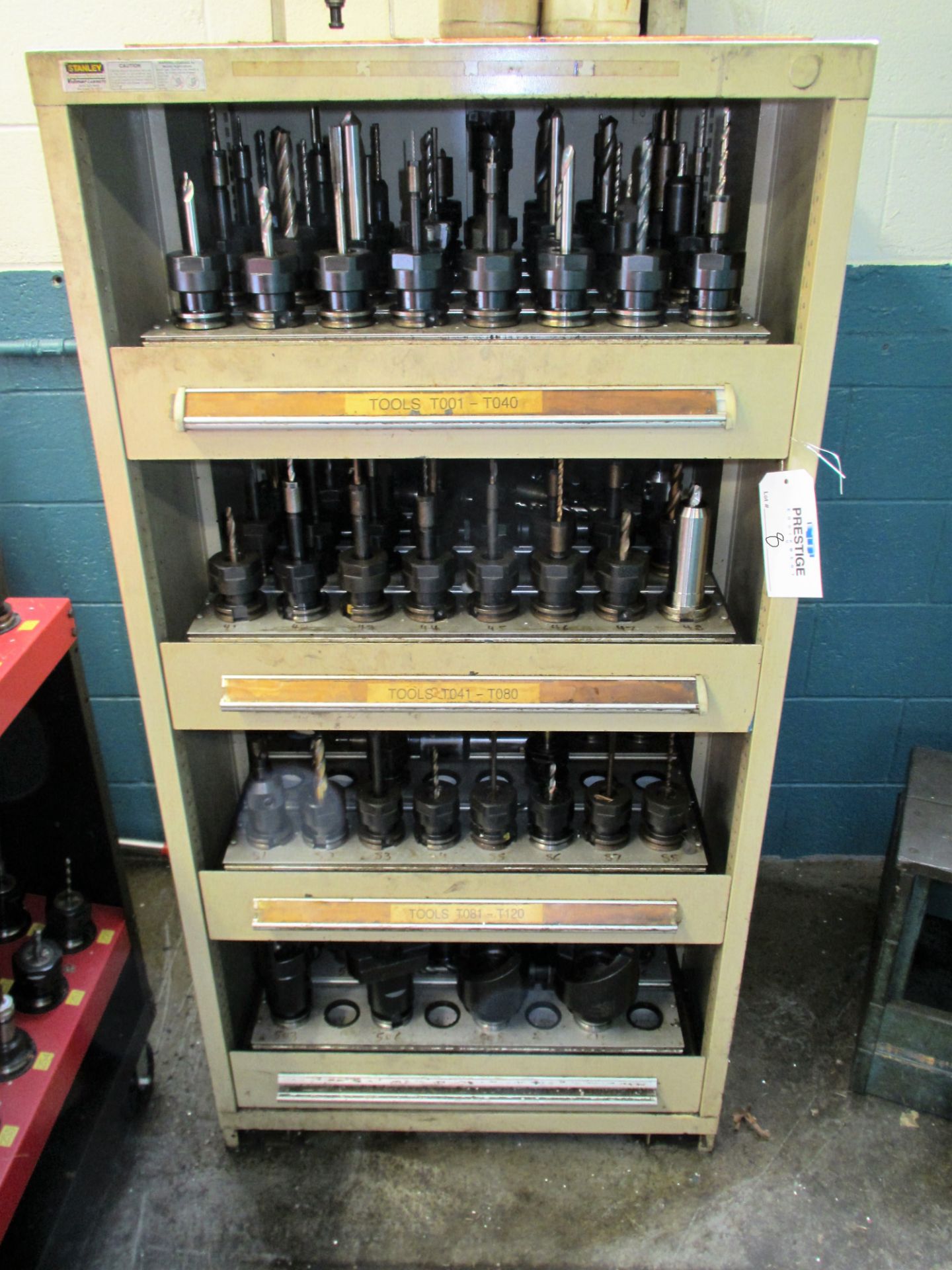 CAT-40 Tool Holders with 4-Drawer Stanley Vidmar Cabinet