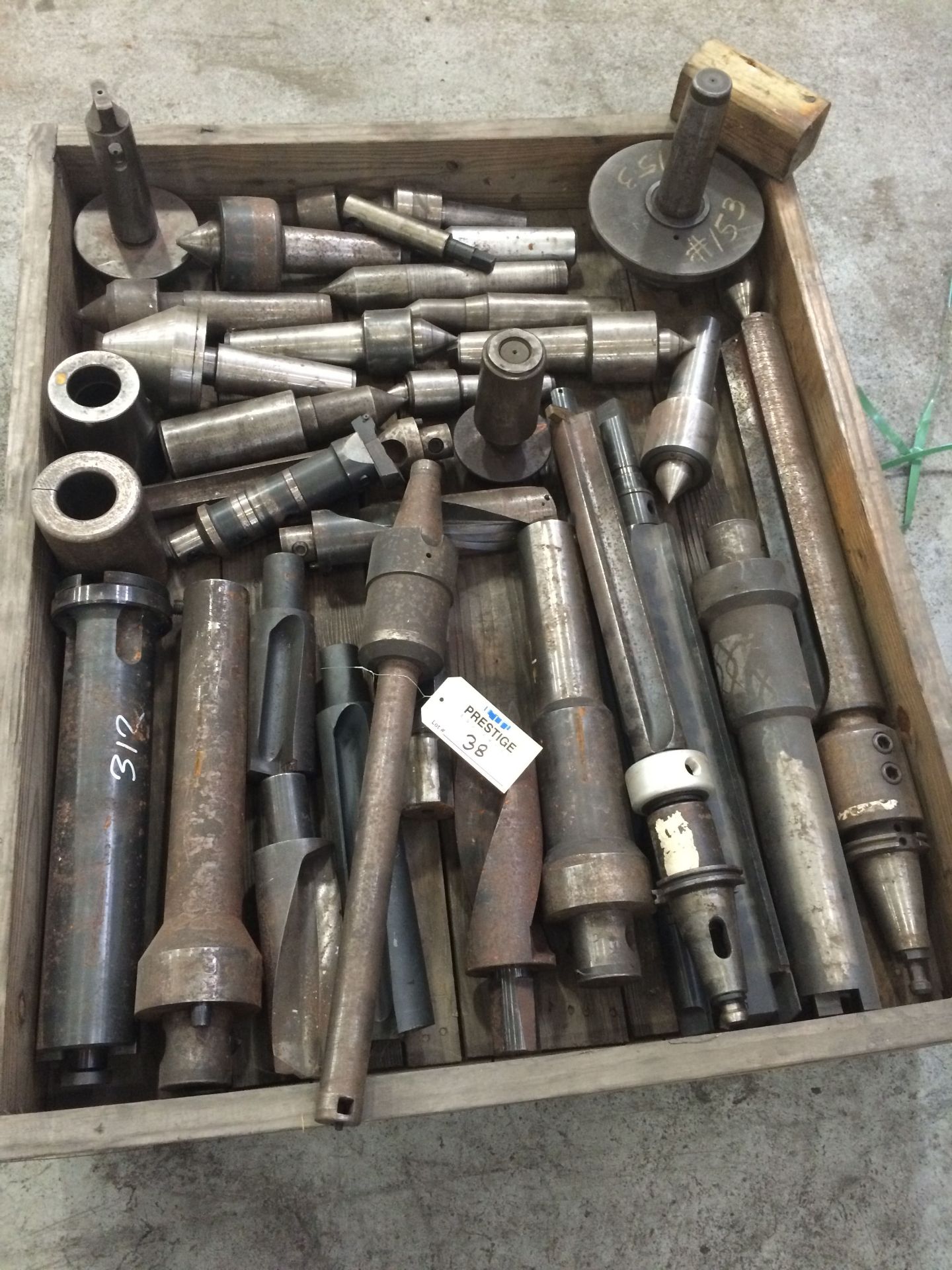 SKID OF #50 TAPER BORING TOOLS AND MISC. MORSE TAILSTOCKS