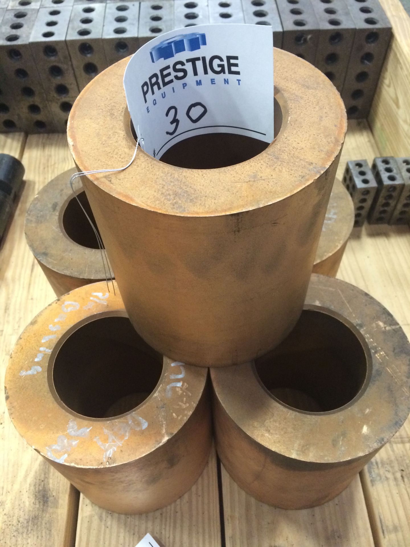 (5) BRONZE BUSHING STOCK 6" OD X 3 1/4" ID X 7" LENGTH