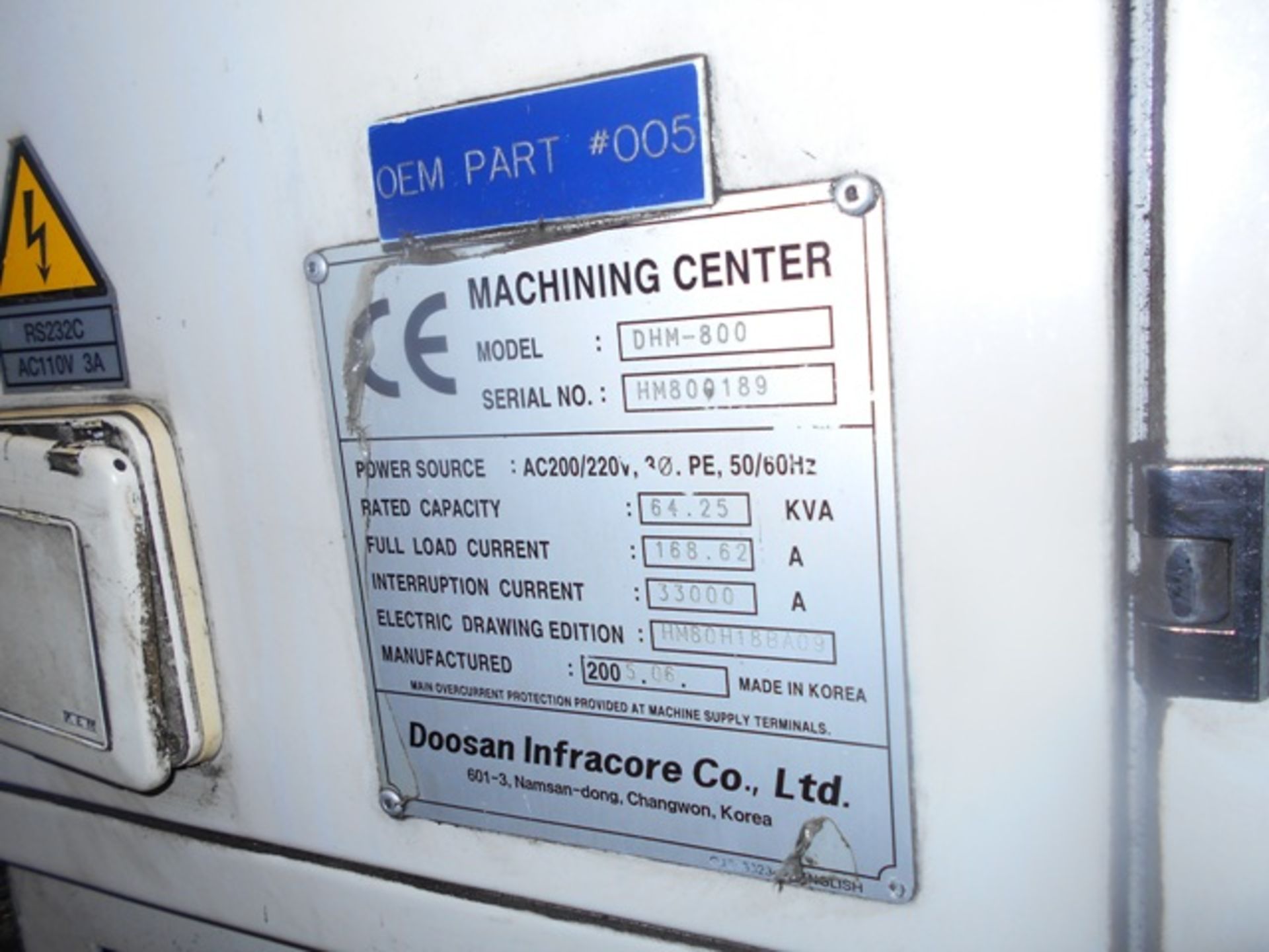 DAEWOO DMH-800 CNC HORIZONTAL MACHINING CENTER (2005) - Image 12 of 12