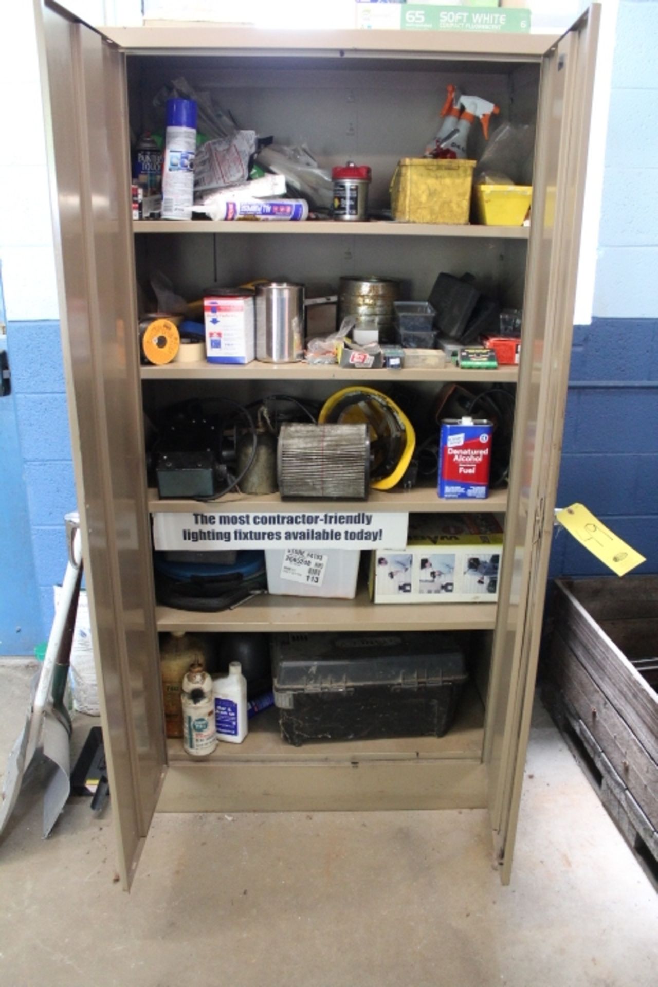 DOUBLE DOOR SUPPLY CABINET AND CONTENTS