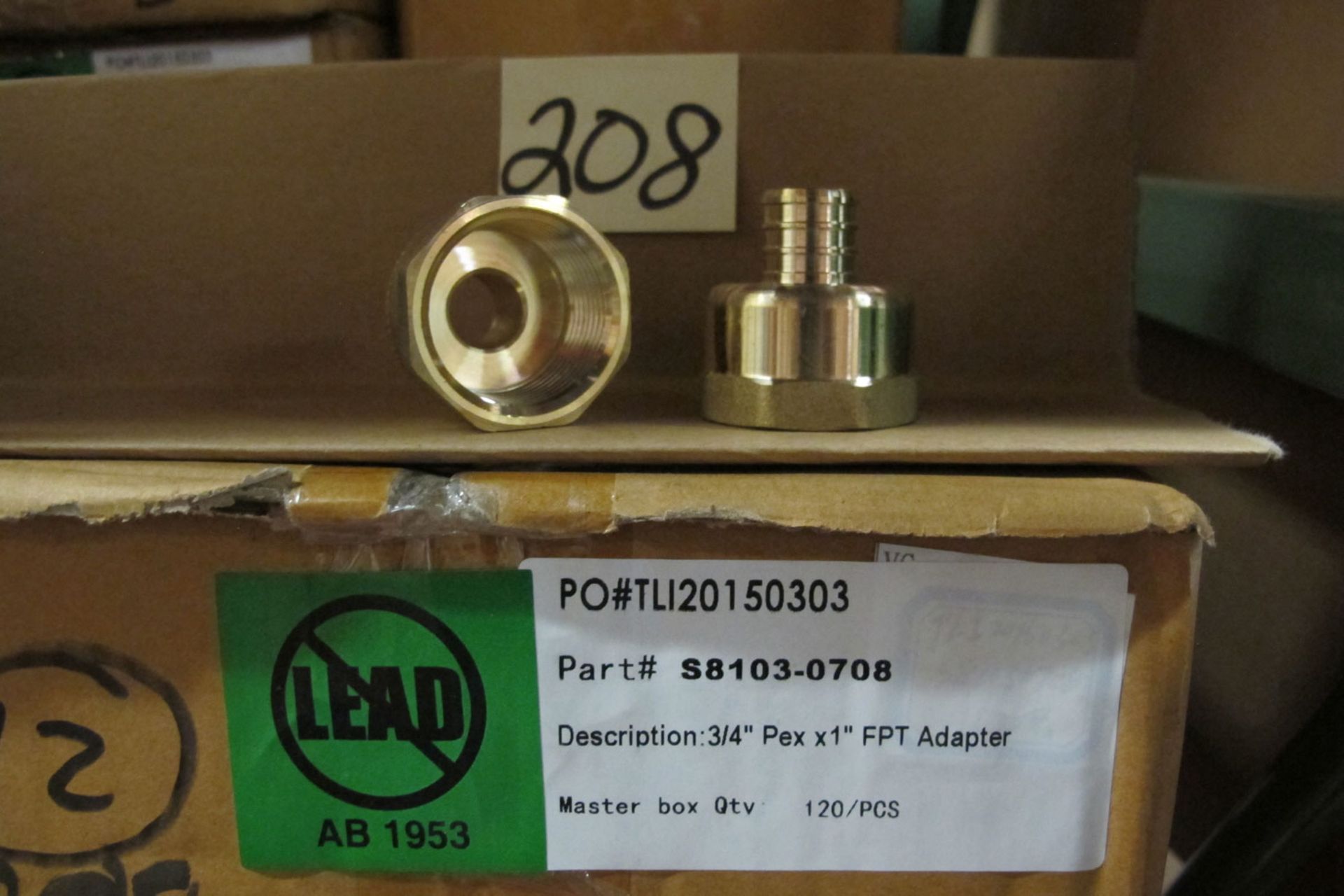 Lot Approx. (1,485 Pcs.) 3/4 PEX x 1'' FPT Adapter Brass Lead Free