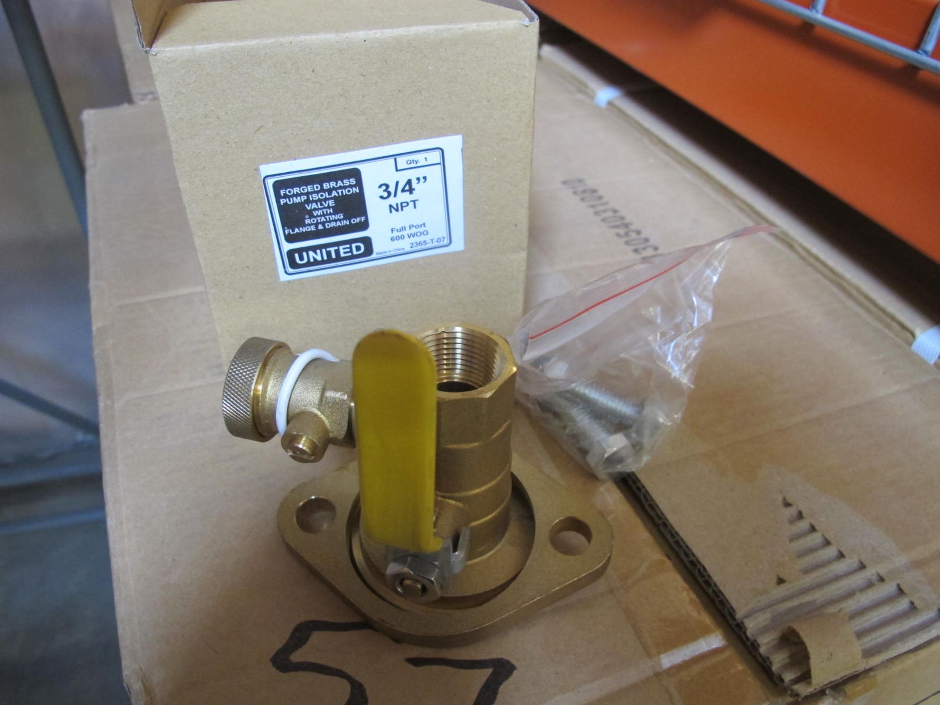 Lot 25 Boxes / Approx. (600 Pcs.) 3/4'' Forged Brass Isolation Valve with Rotating Flange and