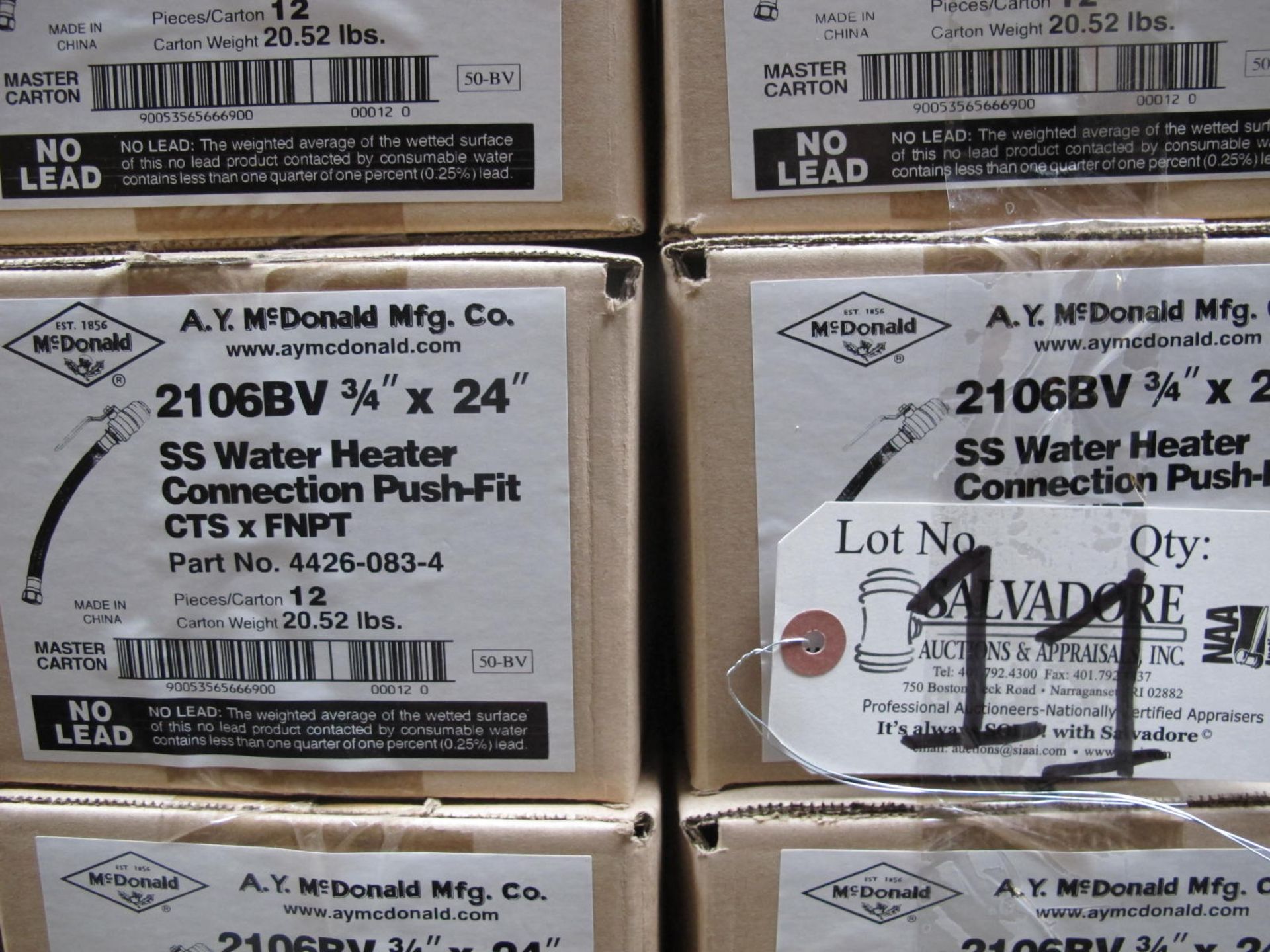 Lot 40 Boxes / Approx. (480 Pcs.) 3/4'' x 24'' SS Water Heater Connection Push-Fit CTS x FNPT - Image 2 of 3