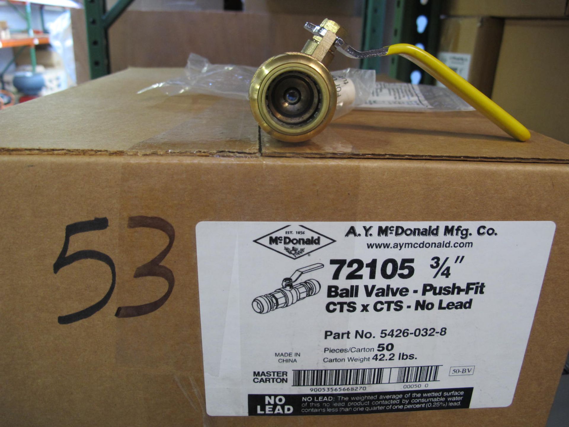 Lot Approx. (50 Pcs.) 3/4'' Ball Valve Push-Fit CTS x CTS - Image 2 of 2