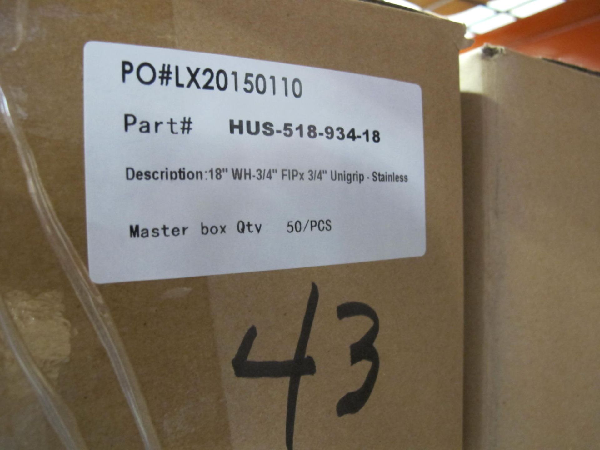 Lot 9 Boxes / Approx. (650 Pcs.) 18'' Water Hose 3/4'' FIP x 3/4'' Unigrip Stainless - Image 2 of 2