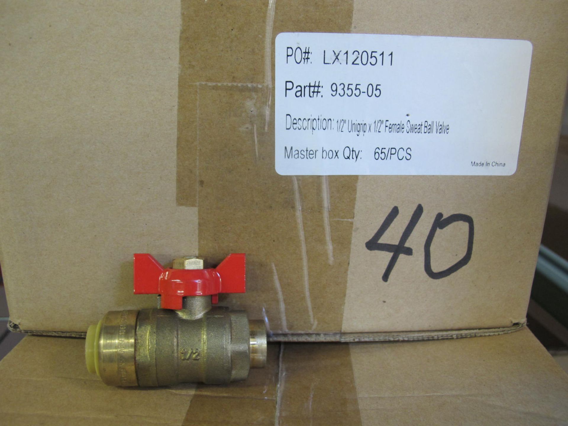 Lot 2 Boxes / Approx. (135 Pcs.) 1/2'' Unigrip x 1/2'' Female Sweat Ball Valve