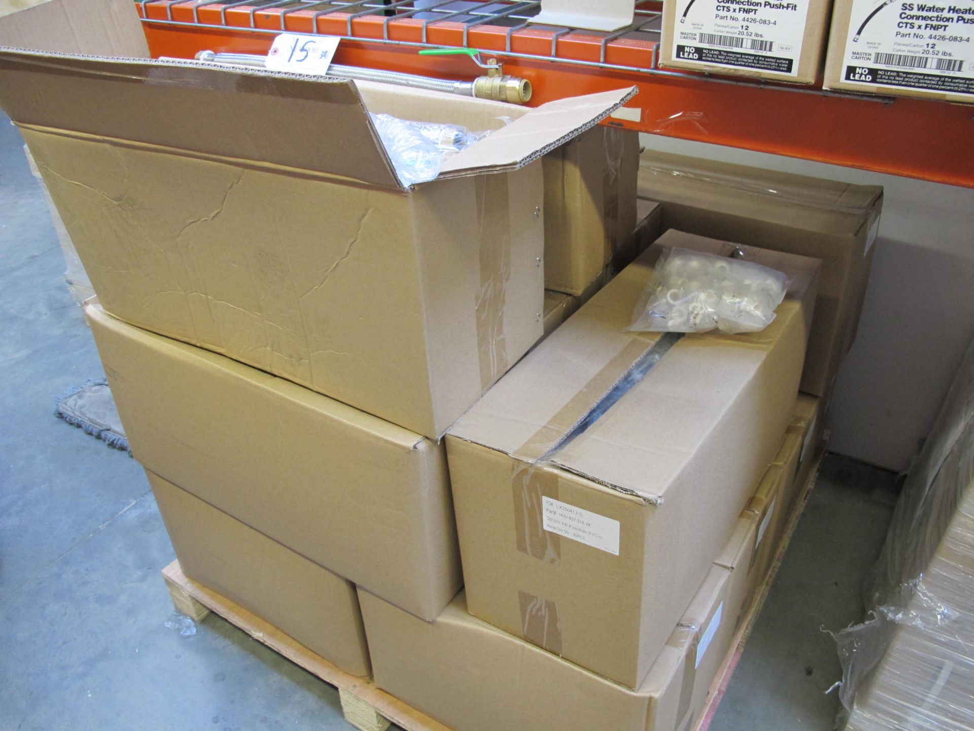 Lot 14 Boxes Approx. (700 Pcs.) 24'' WH 3/4 Unigrip Ball Valve 3/4'' FIP Stainless Steel Hose - Image 4 of 5