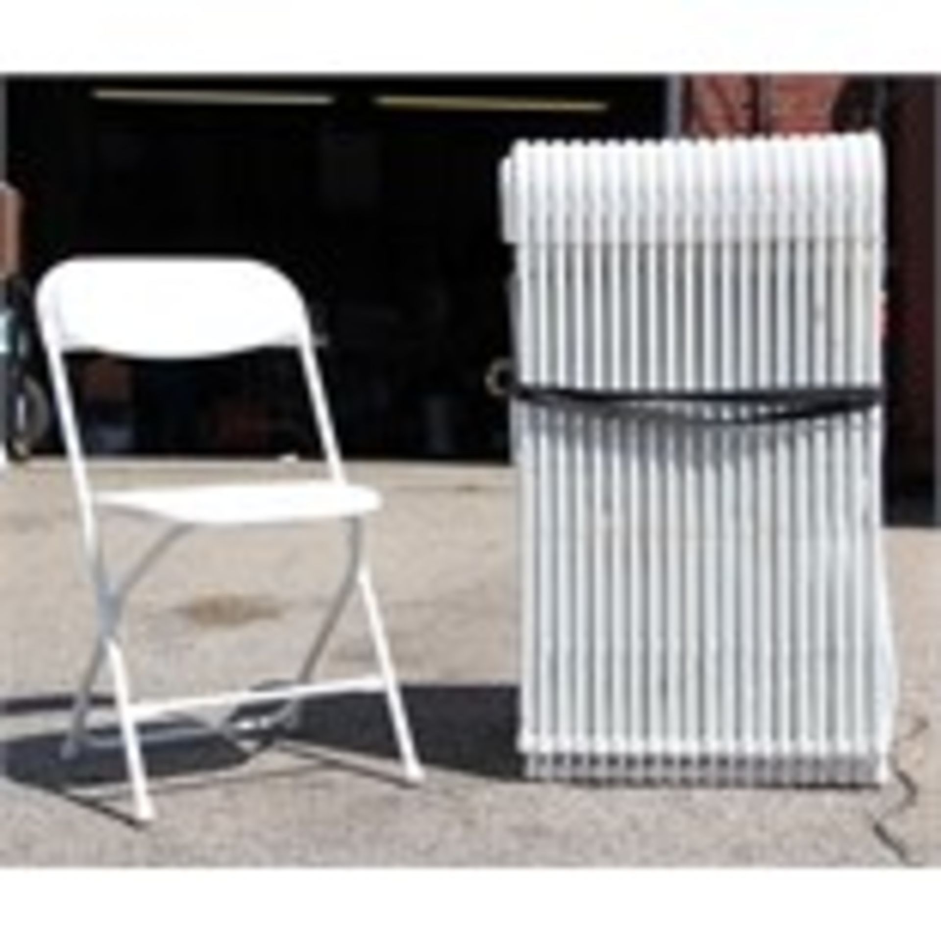 Lot (20) Folding Chairs, White Plastic Seats & Back, Whitle Metal Frame