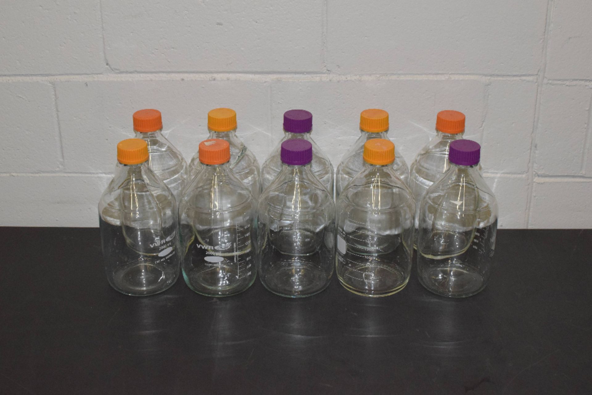 Lot of (10) Pyrex 2000ml Glass Bottles