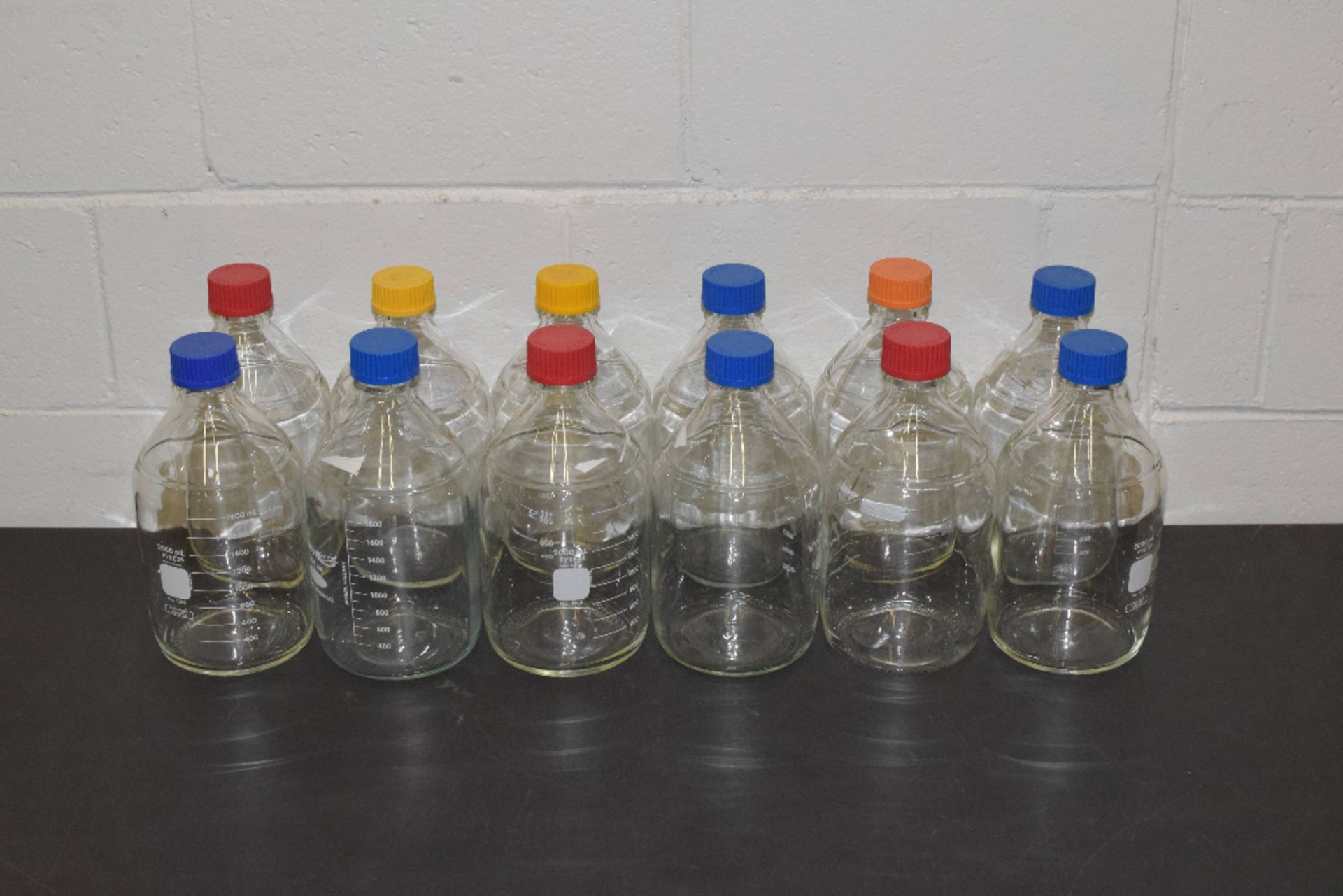 Lot of (12) Pyrex 2000ml Glass Bottles