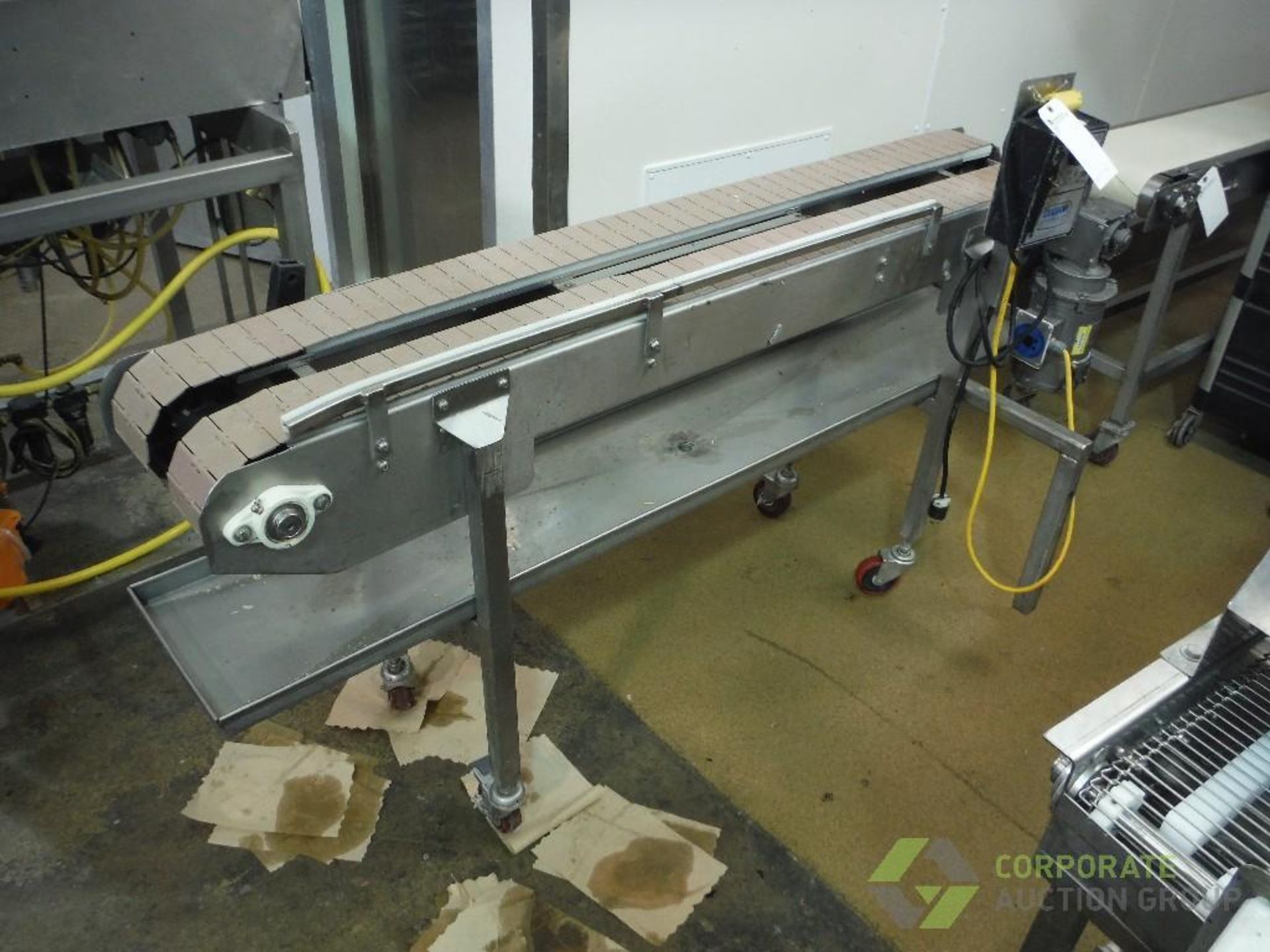 Dual lane table top belt conveyor, 72 in. long x 4.5 in. wide (each) x 36 in. tall, SS frame,
