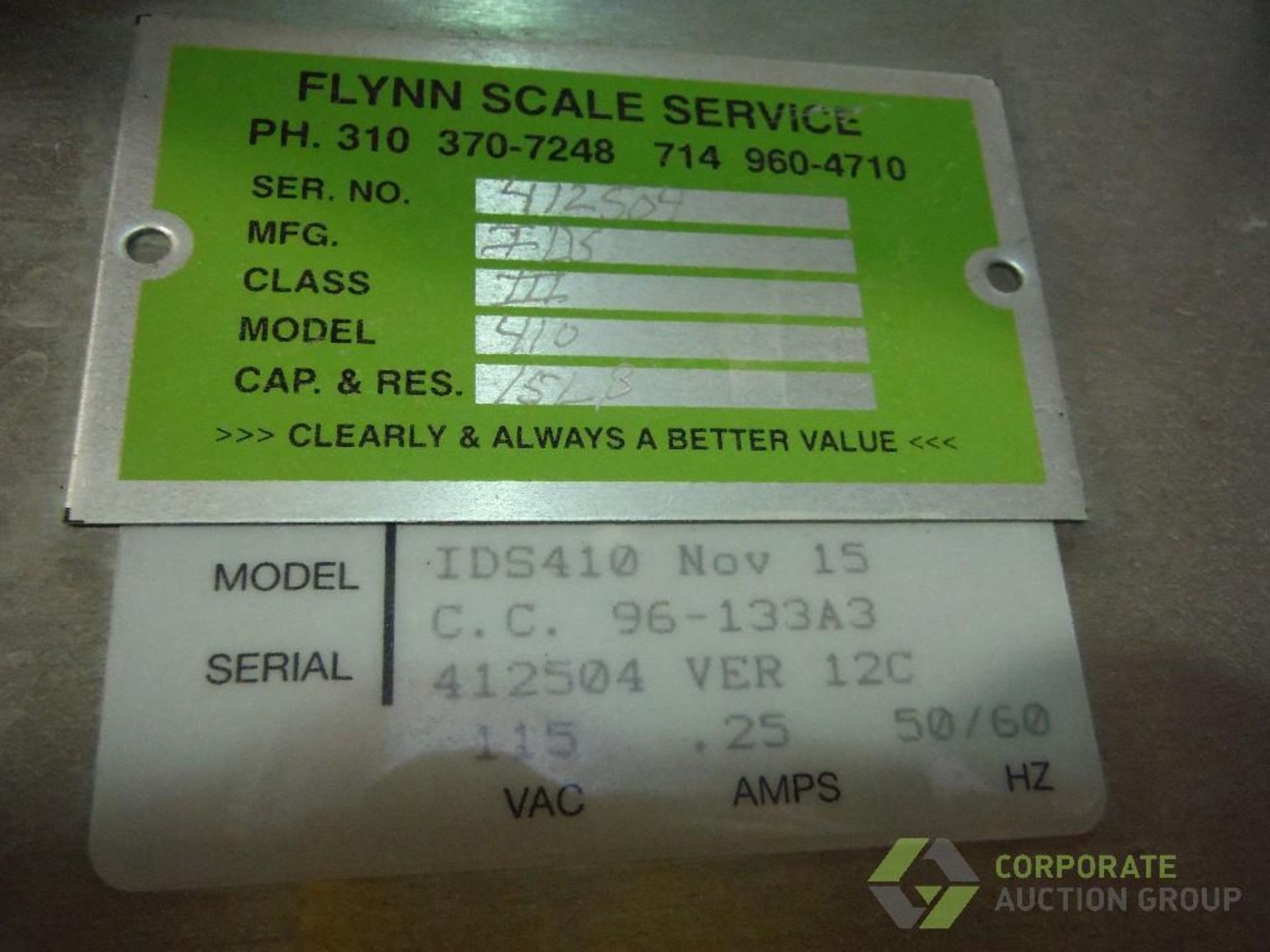IDS table top scale, Model 410, SN 412504 VER 12 C, capacity 10 x 0.01 lbs., 10 in. x 10 in. - Image 4 of 4