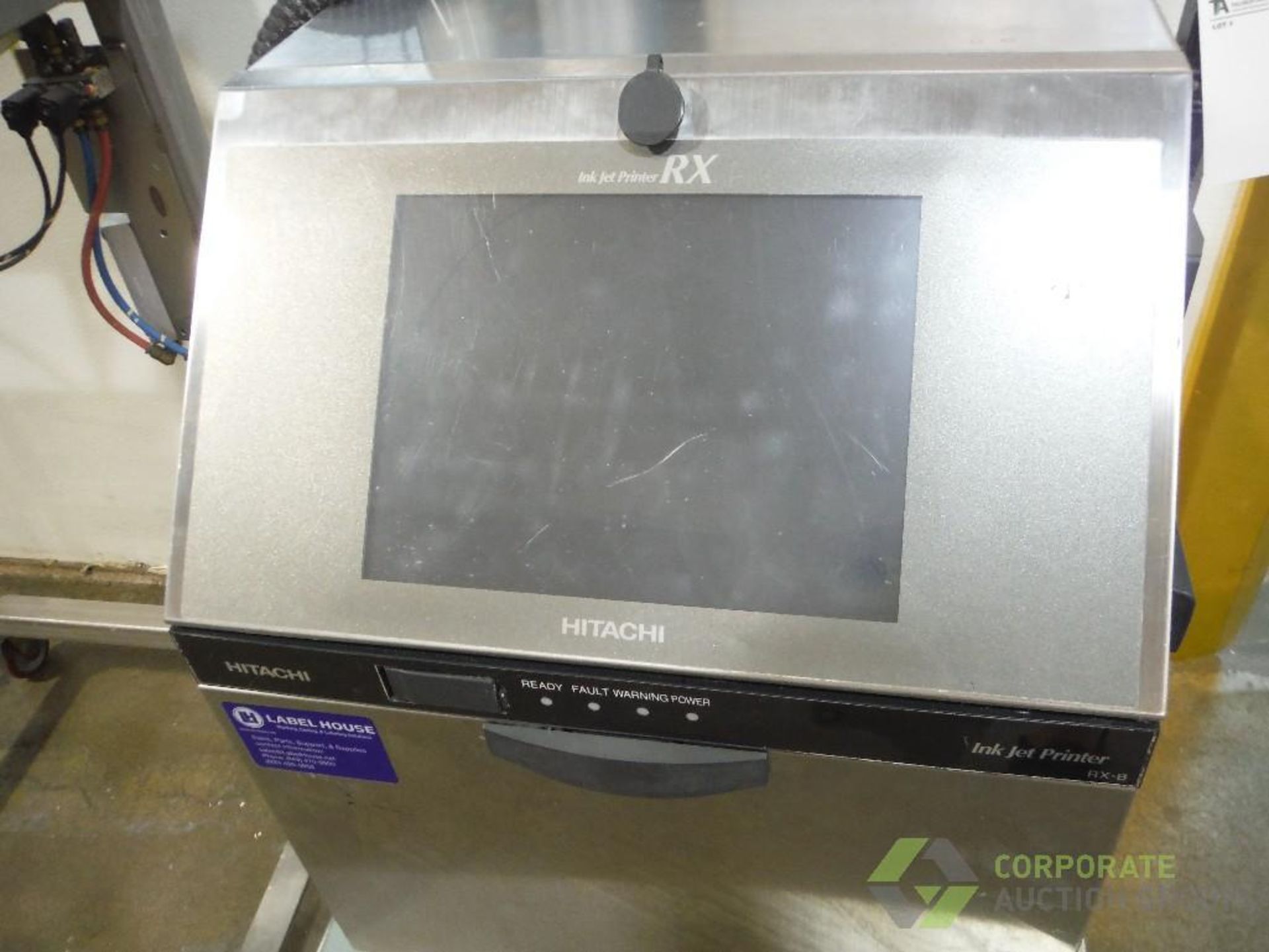 Hitachi ink jet printer, Model RX-BD160W, SN RXB01261303, on SS cart, with head - Image 2 of 7