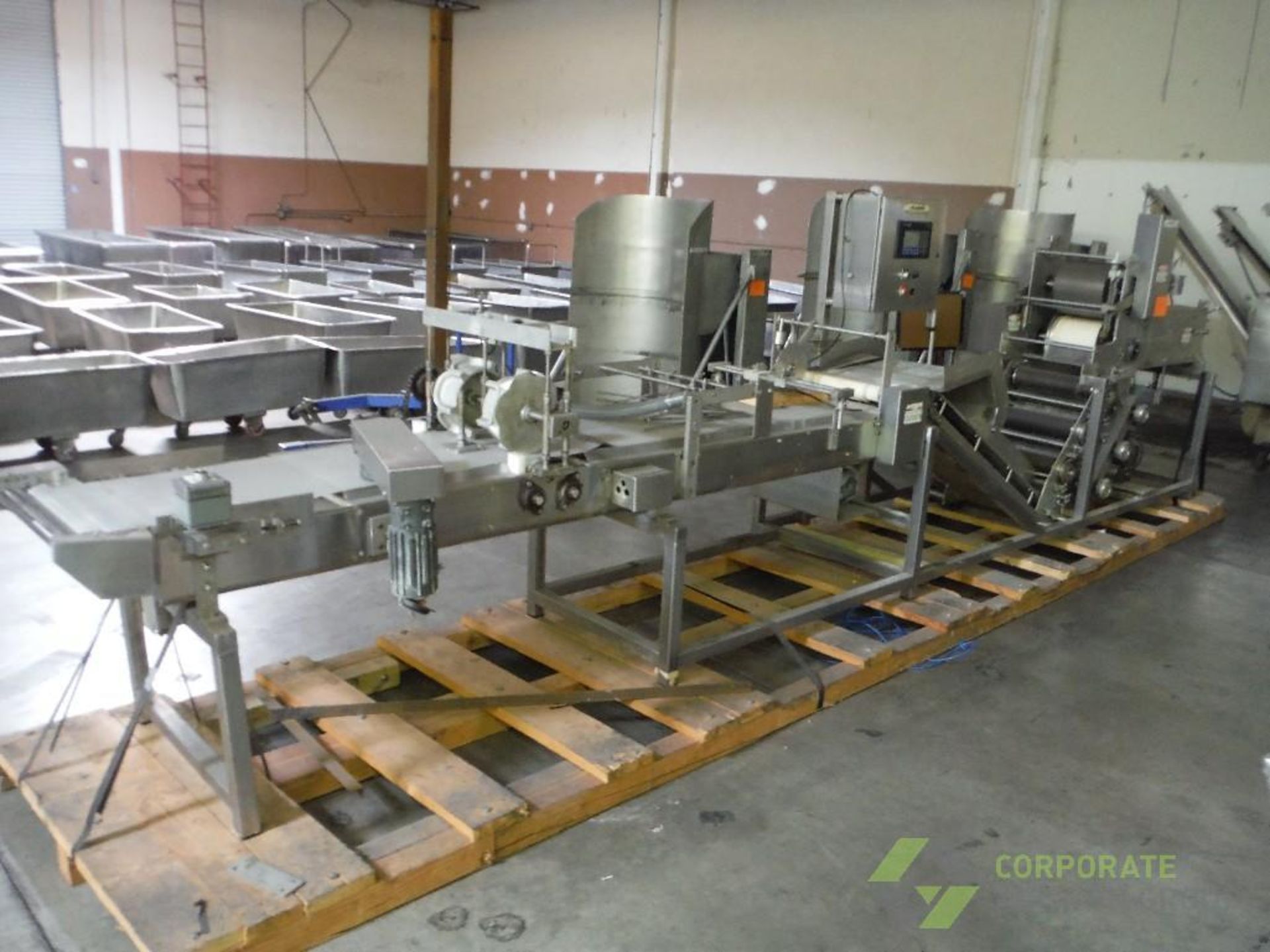 Colborne make up line, 11 in. wide extruding roller, (3) 17 in. wide sheeting sections, incline - Image 2 of 23