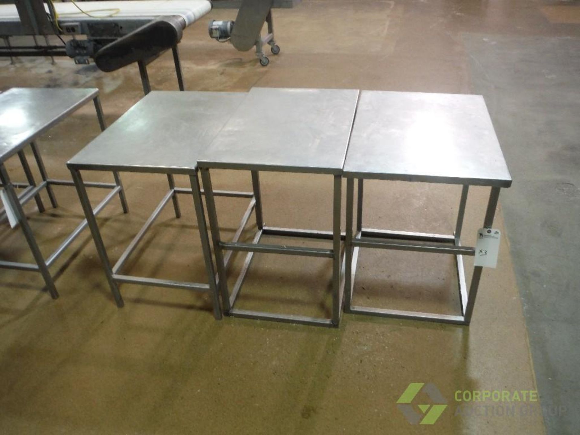 SS tables, 30 in. long x 21 in. wide x 30 in. tall (EACH)