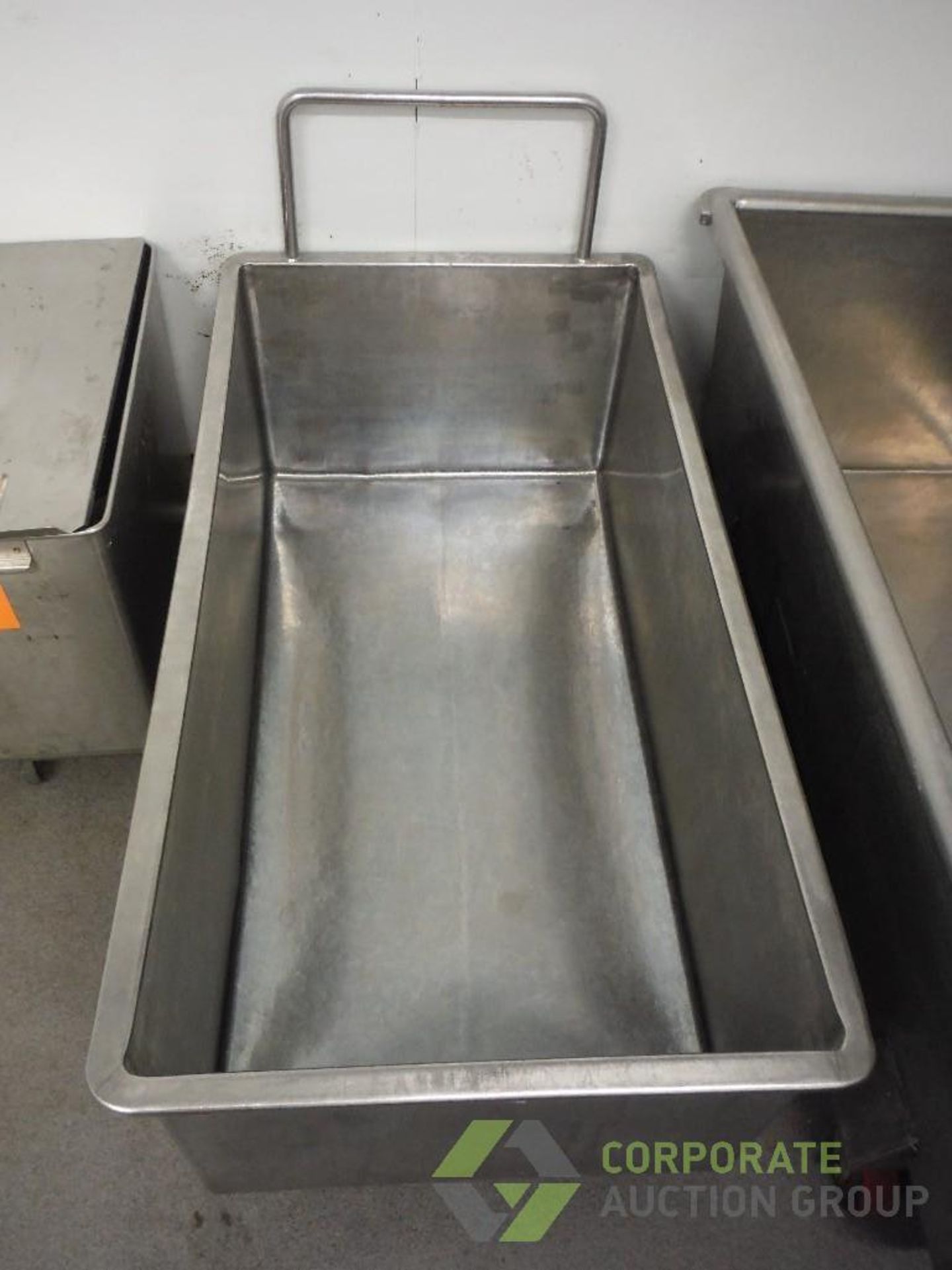 SS trough, 54 in. long x 28 in. wide x 21 in. tall, on casters - Image 2 of 2