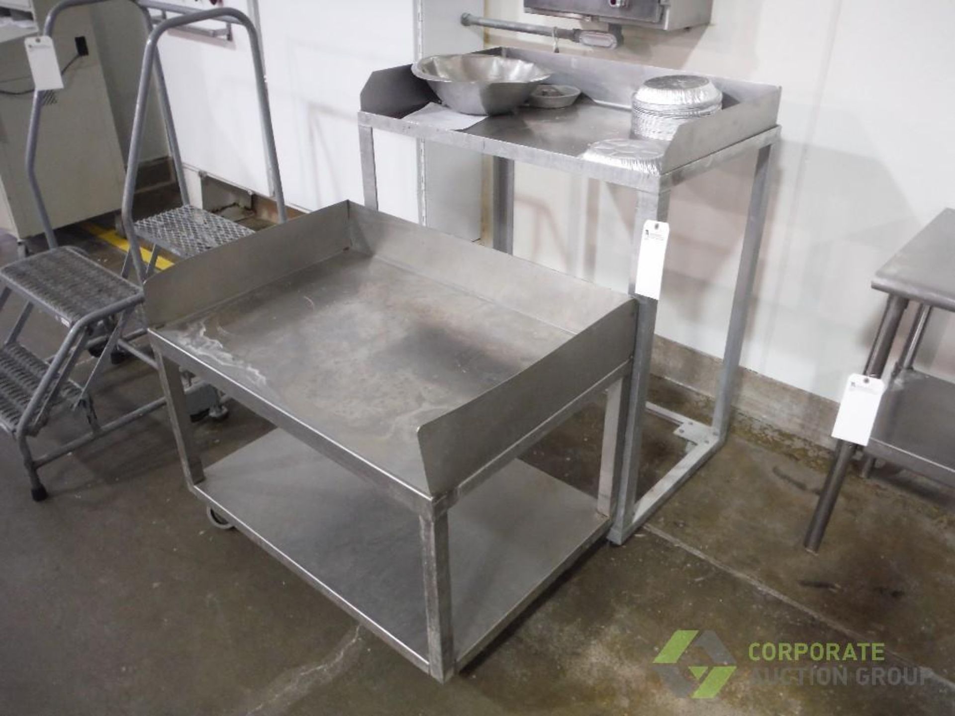 (2) SS work stations, on casters (LOT)
