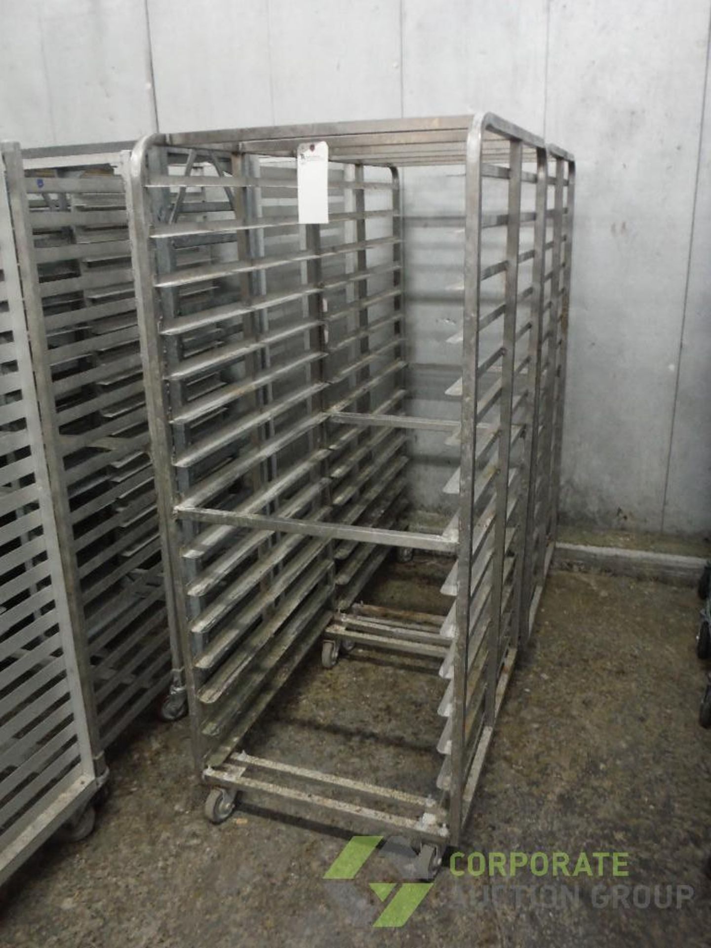 Double bakery racks, 36 in. long x 26 in. wide x 70 in. wide, on casters (EACH)