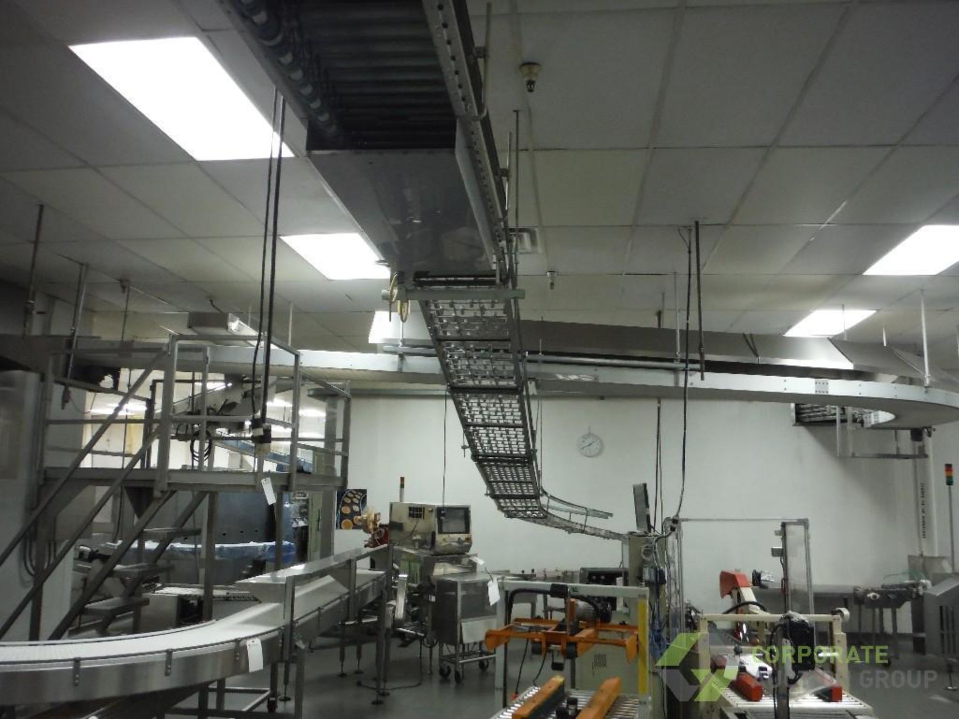 Overhead powered roller conveyor, approx. 60 ft. long x 16 in. wide, with approx. 30 ft. of skate - Image 7 of 7