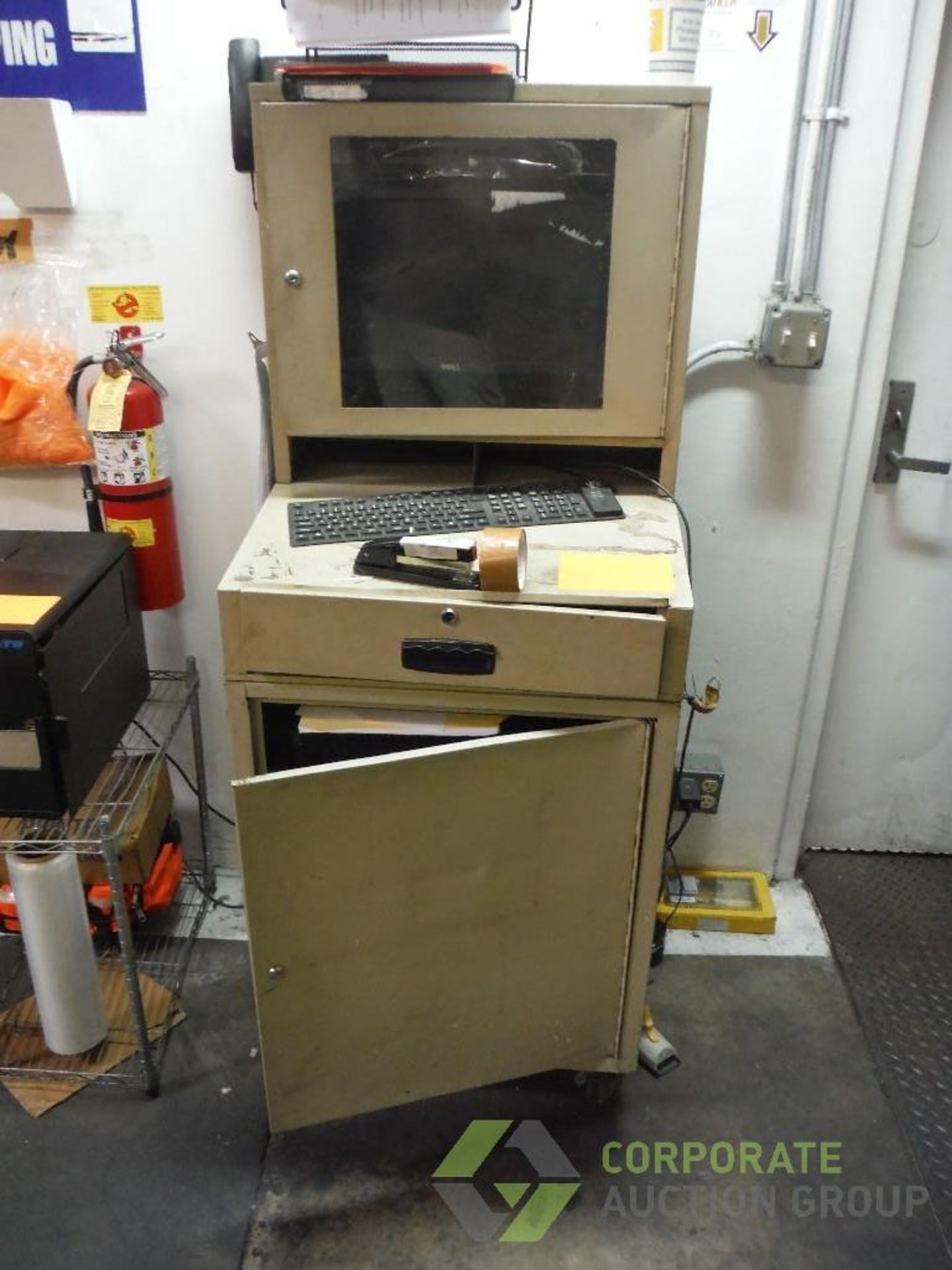 Mild steel computer cabinet, on casters