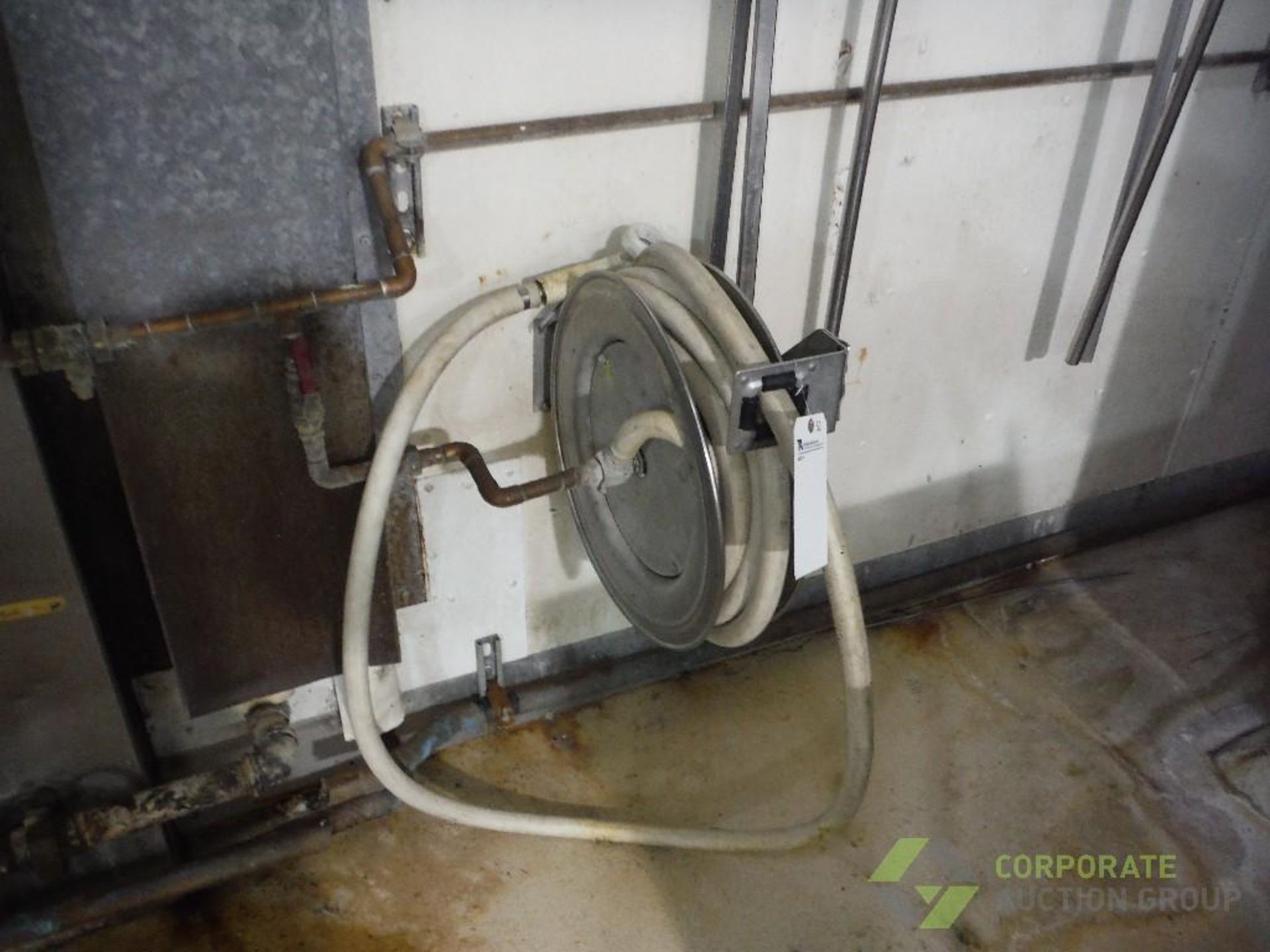 Coxreel SS hose reel with water hose, 20 in. dia.