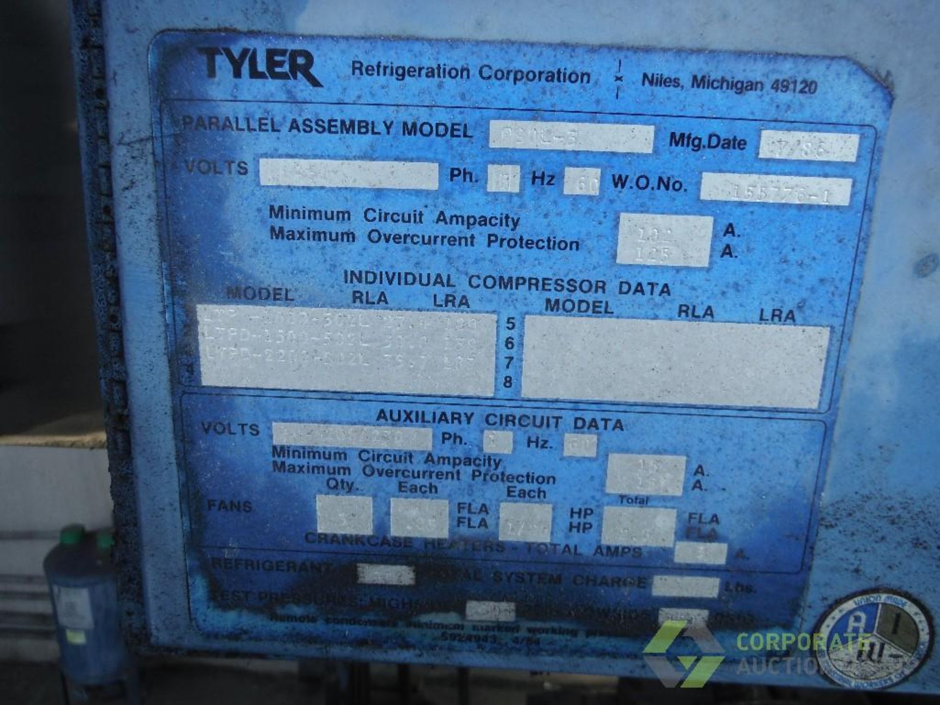 1986 Tyler ammonia compressor, Model P90L-3, R-404A - Image 7 of 9
