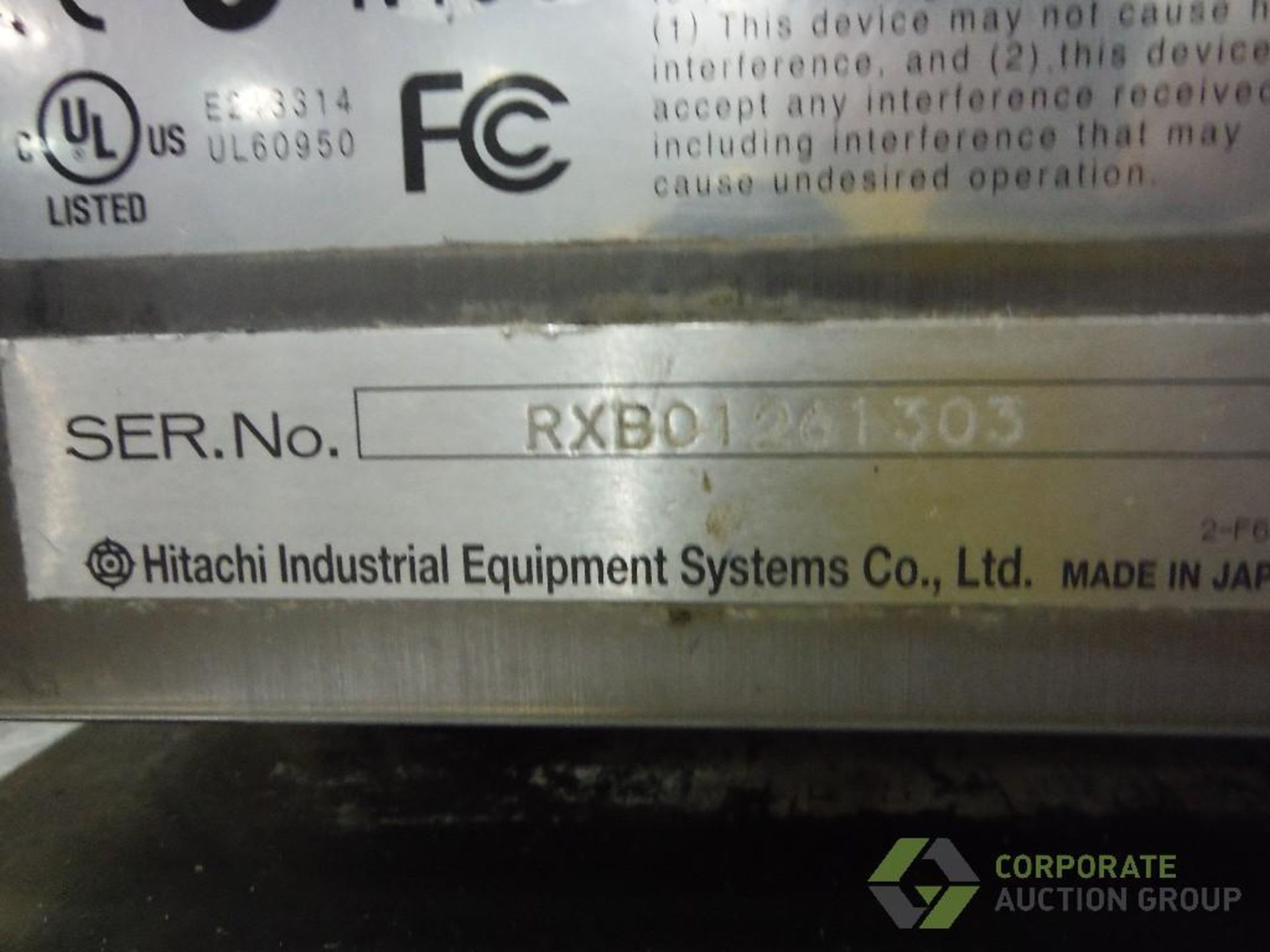 Hitachi ink jet printer, Model RX-BD160W, SN RXB01261303, on SS cart, with head - Image 6 of 7