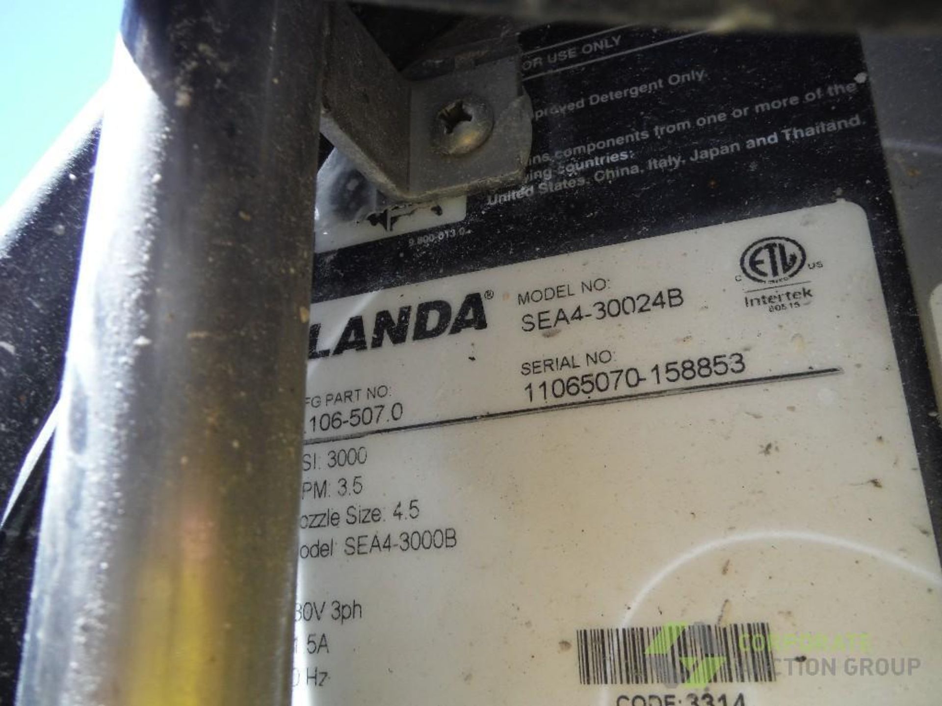 Landa pressure washer, Model SEA4-30024B, SN 11065070-518853, 3000 psi - Image 4 of 7