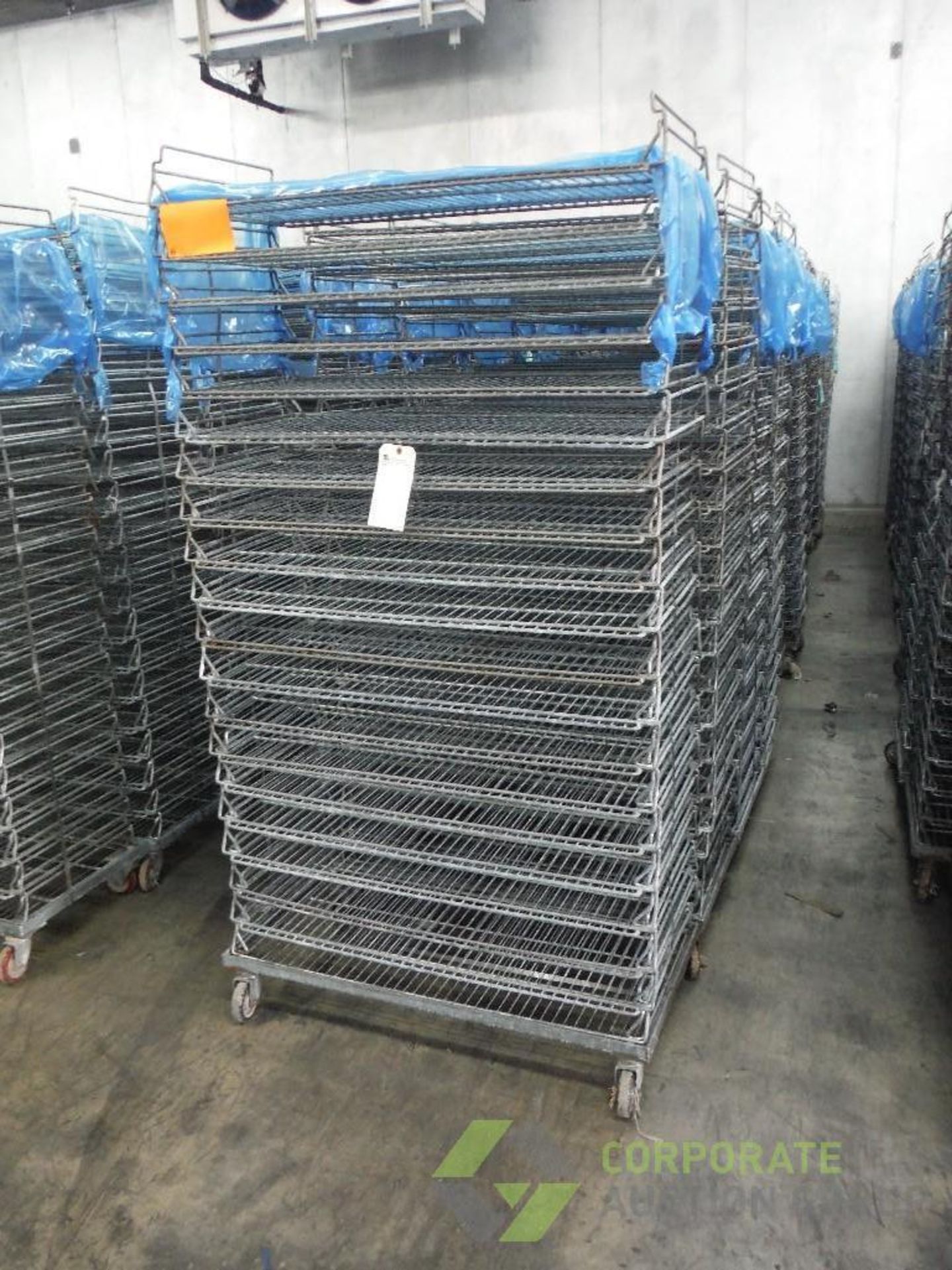Mild steel stackable bakery racks, 39 in. long x 19 in. wide x 76 in. tall, 20 shelves, 2.75 in.