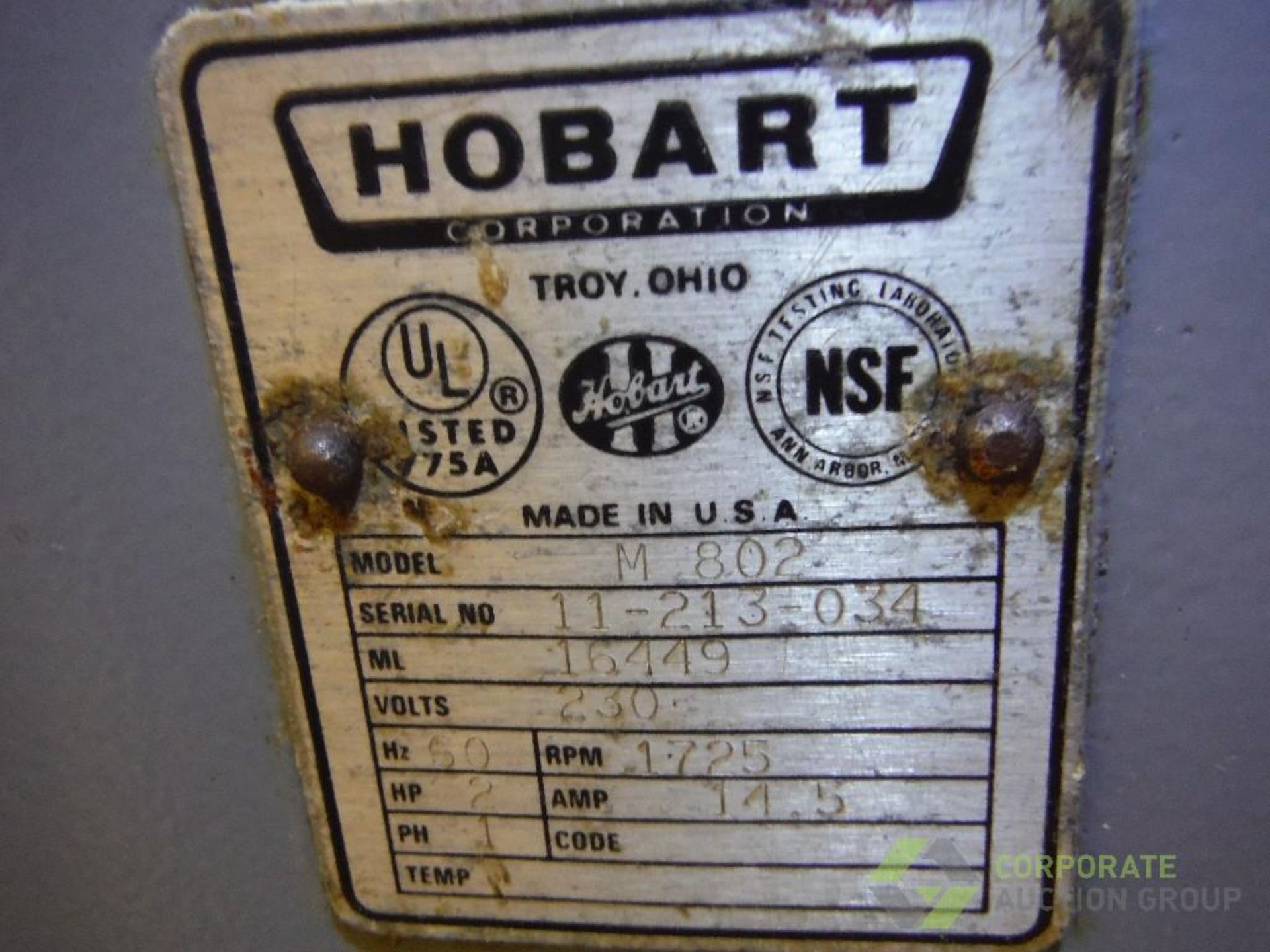 Hobart 80 qt mixer, Model M 802, SN 11-213-034 - Image 6 of 6