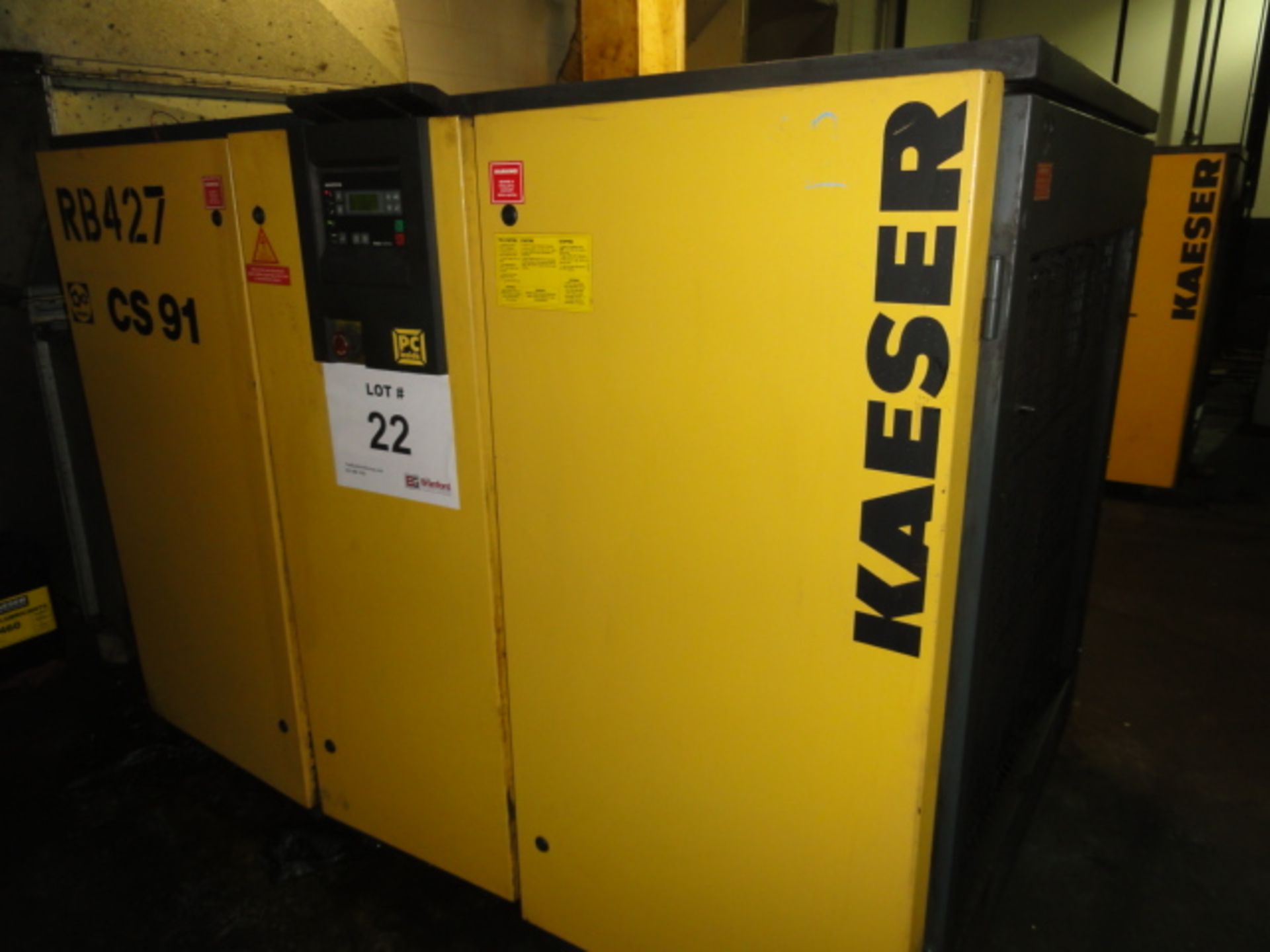 Kaeser Model CS91 75-HP Rotary Screw Air Compressor, 125 PSIG, Sigma Controls, 3-Phase, 60Htz, 460V,