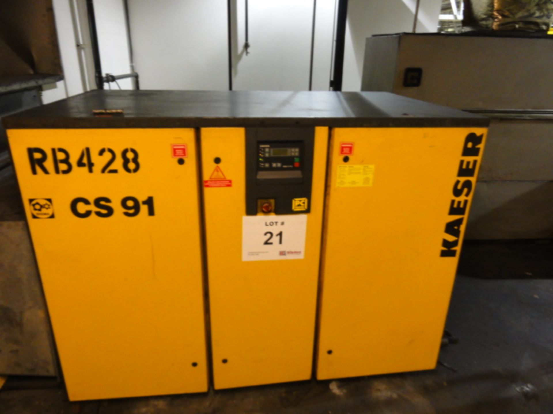 Kaeser Model CS91 75-HP Rotary Screw Air Compressor, 125 PSIG, Sigma Controls, 3-Phase, 60Htz, 460V,