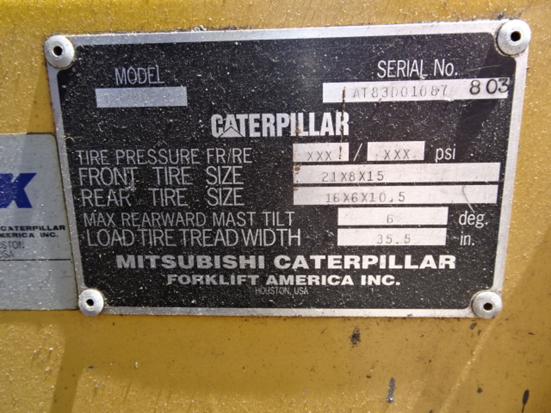 Caterpillar LPG 5000-Lb Forklift w/ Triple Mast, Side Shift, Solid Wide Track Tires, 10569 Hours, - Image 4 of 4