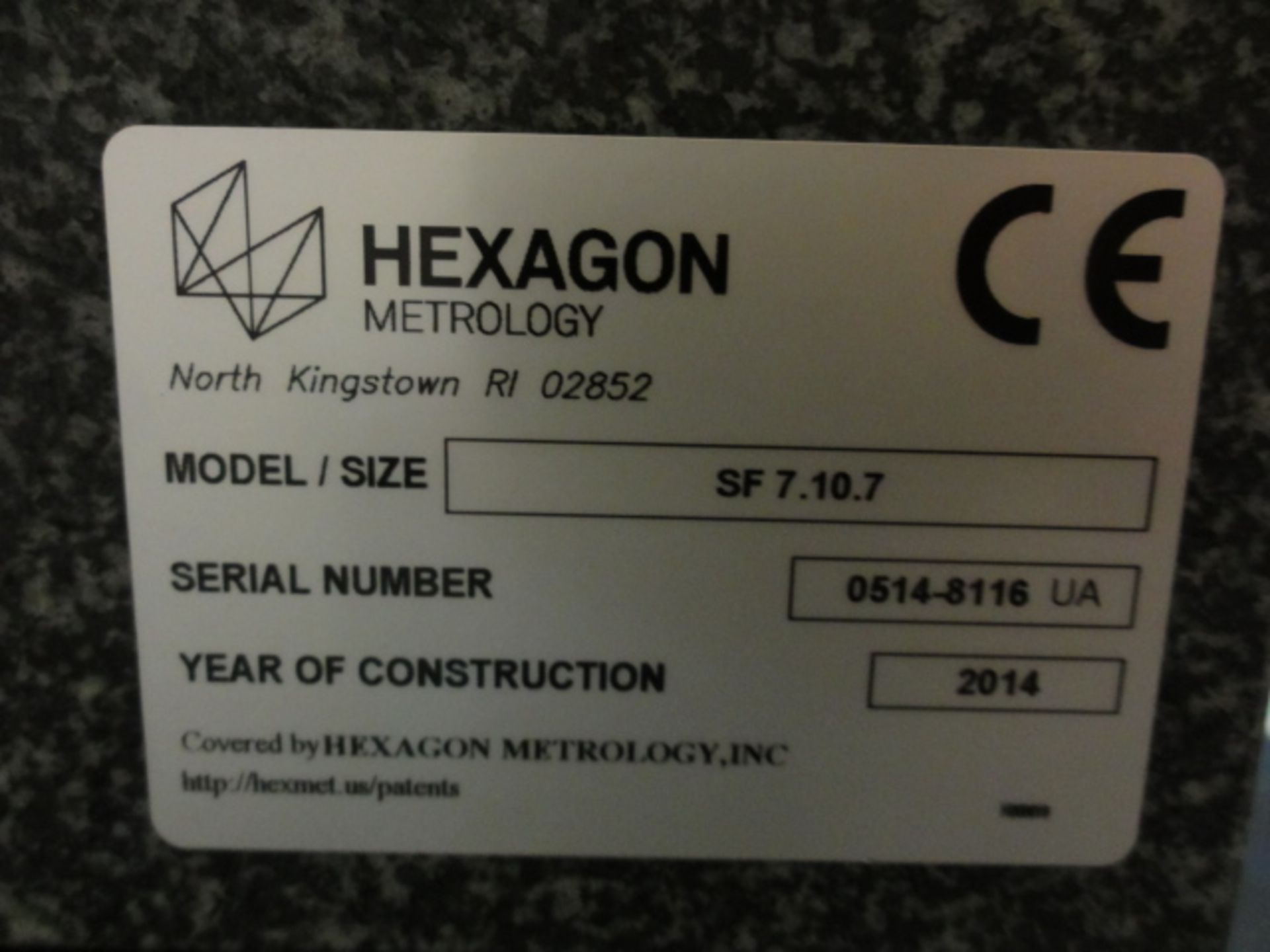 2014 Hexagon Metrology Coordinate Measuring Machine, Model SF7.10.7, w ...