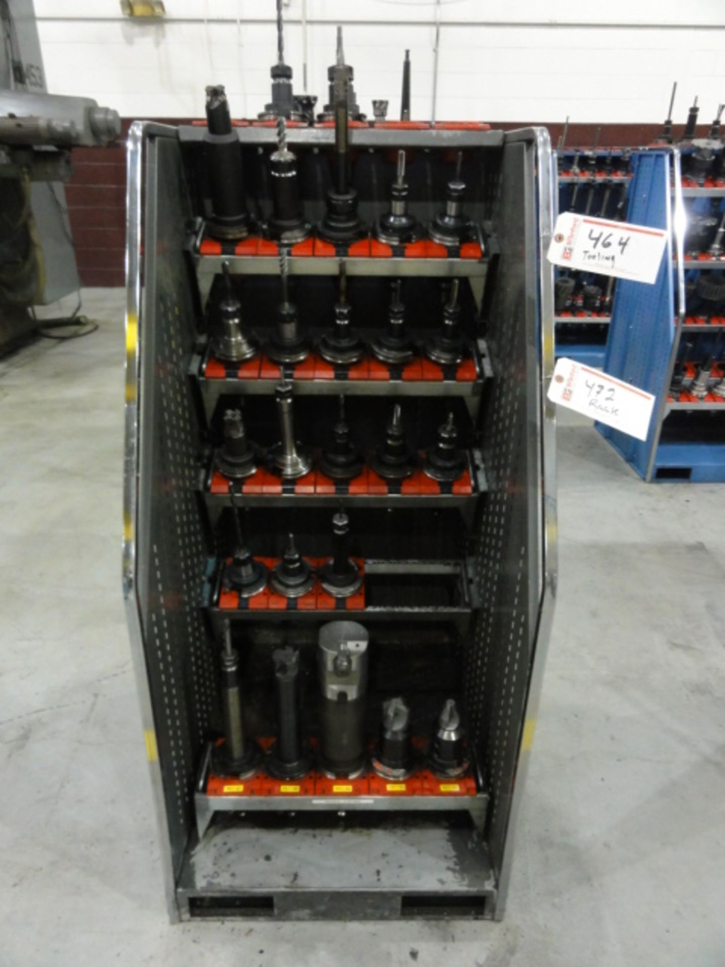 Stationary Adjustable Shelf CAT 50 Tool Racks w/ Forklift Mounts, Delayed Delivery Upon Removal of