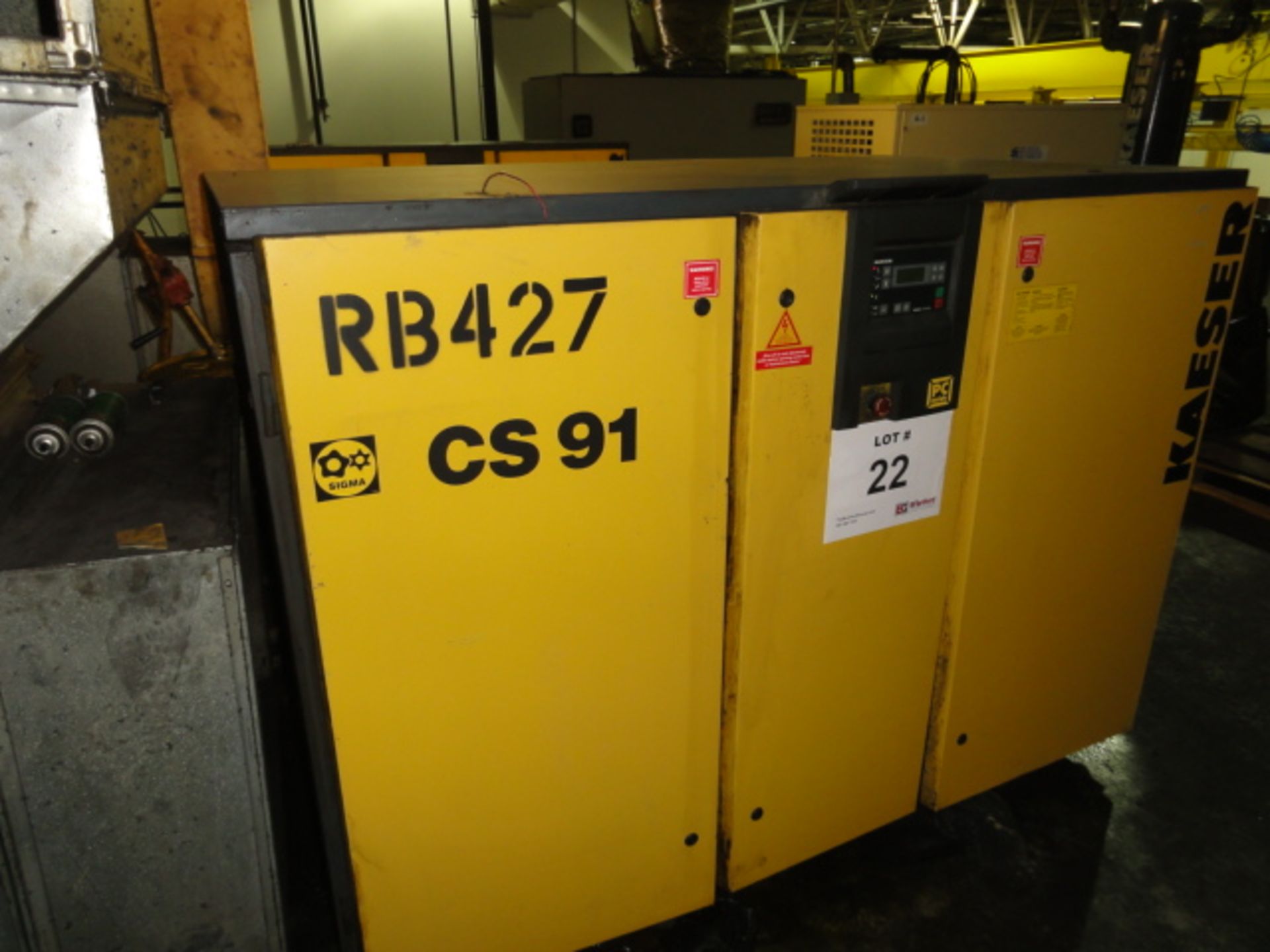 Kaeser Model CS91 75-HP Rotary Screw Air Compressor, 125 PSIG, Sigma Controls, 3-Phase, 60Htz, 460V, - Image 2 of 4