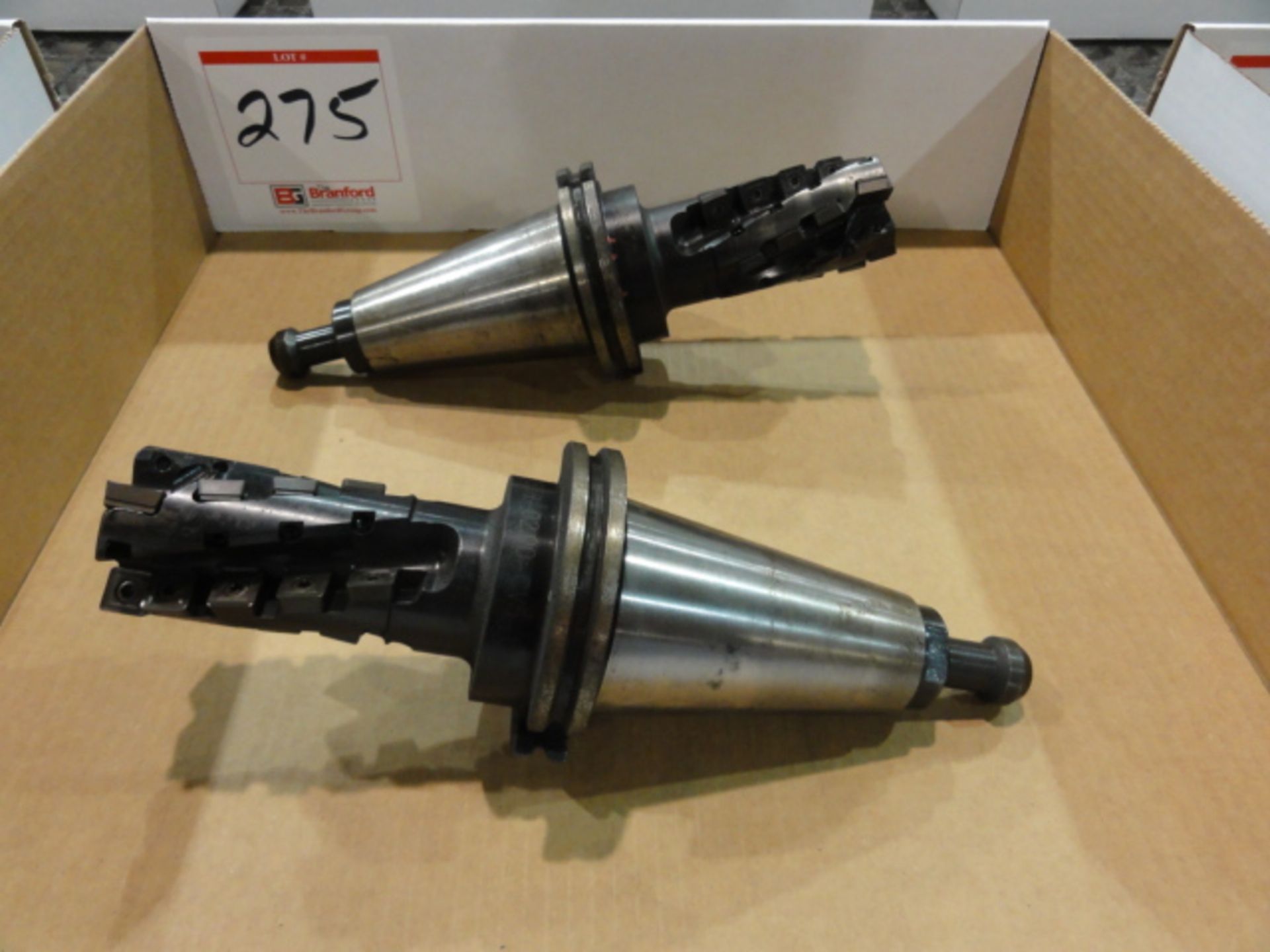 Lot of (2) CAT 50 Tool Holders w/ Carboloy 2" Model R215.59-02.00 Carbide Insert Finishing Tools - Image 2 of 2