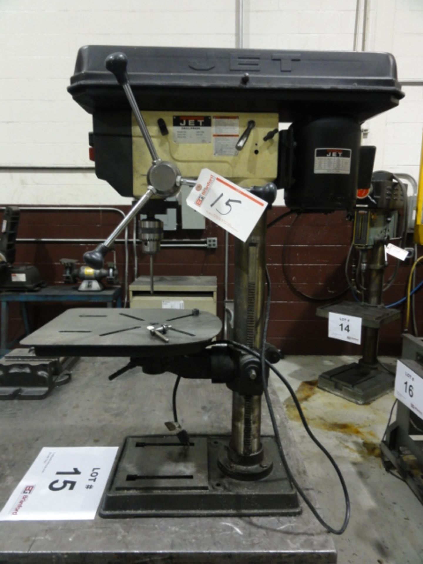 Jet Model JDP-15M Benchtop Pedestal Drill Press, w/ 3/4-HP Motor, Adjustable Height Table, S/N - Image 4 of 5