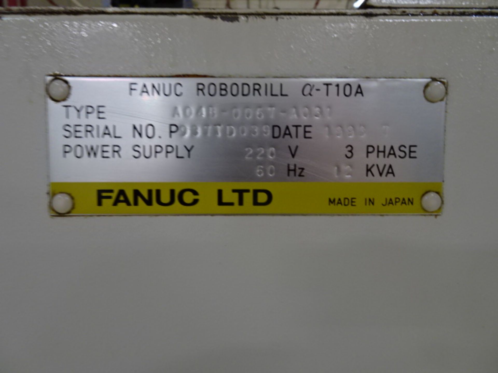 1993 Fanuc Robodrill Alpha T10-A, CNC Drilling and Tapping Machine; Model A04B-067-A031, Drive 7.5- - Image 6 of 7