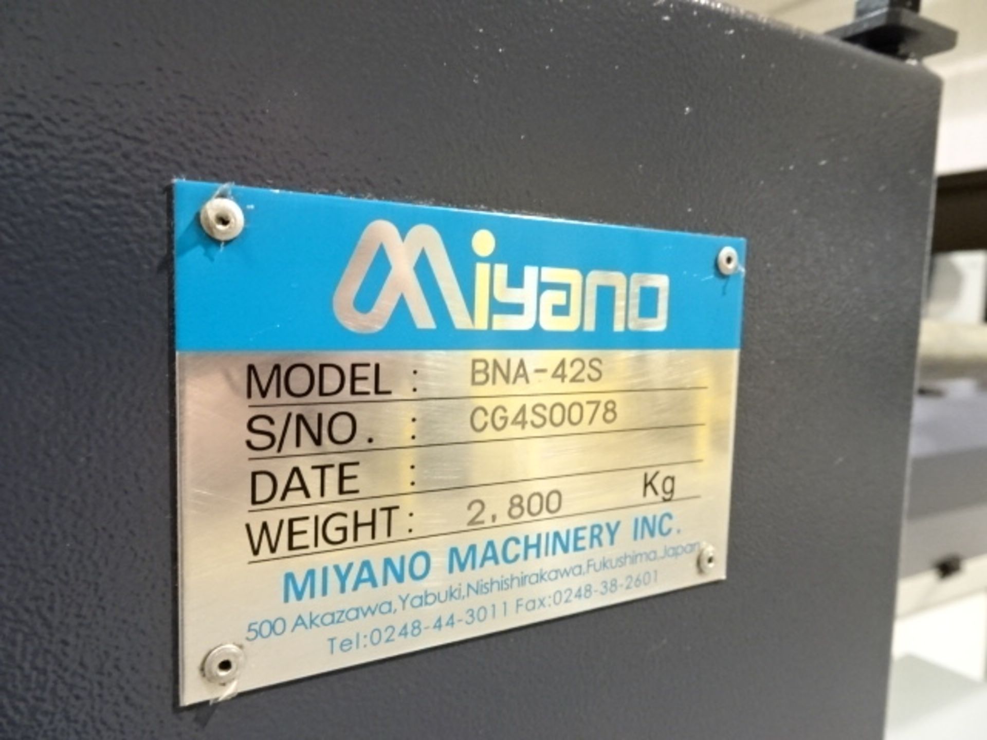 2010 Miyano Model BNA-42S 42mm/1.65" Cap. CNC Turning Center; Spindle: Drive 10-HP; Speeds to 5, - Image 9 of 10