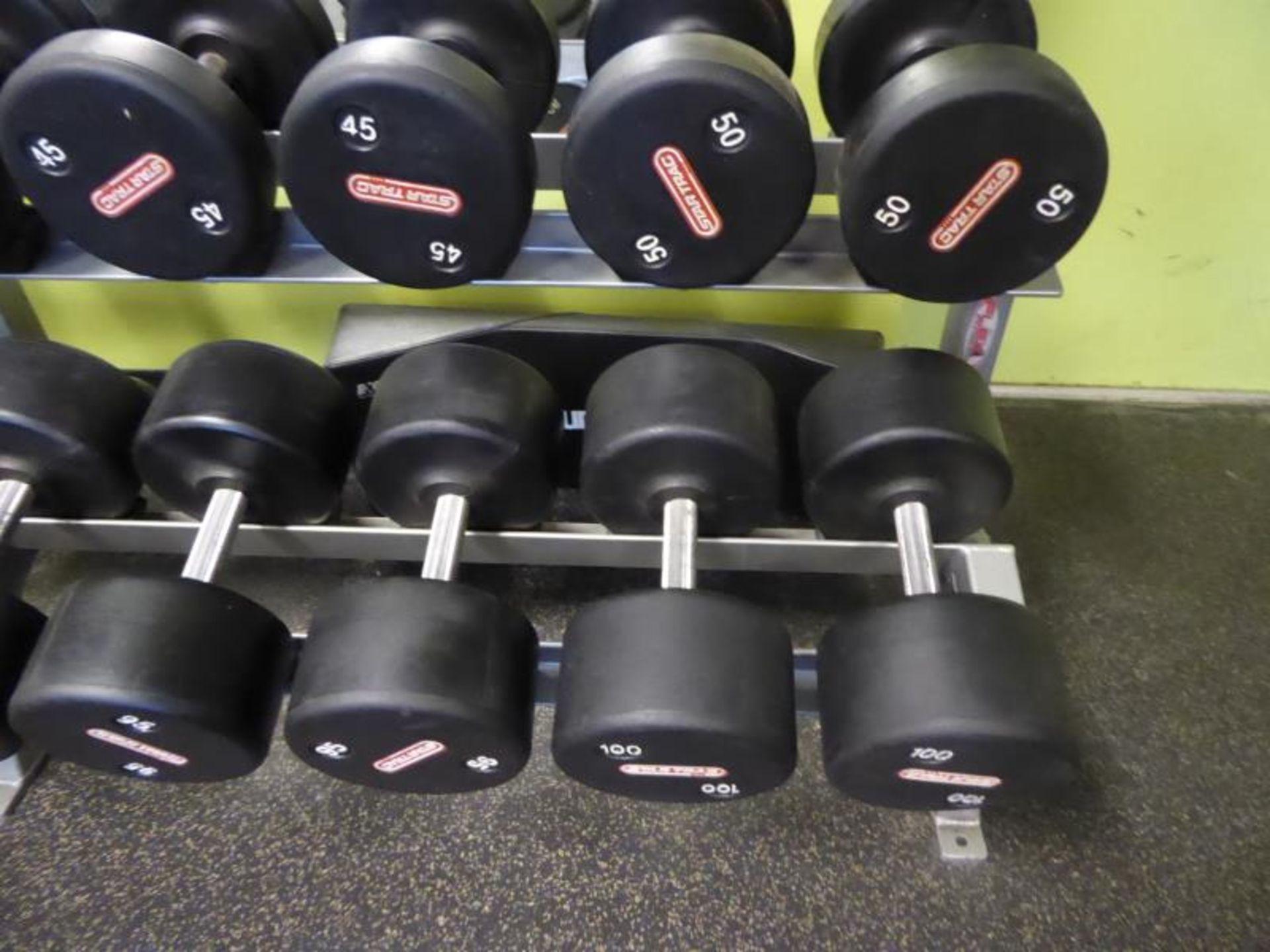 Dumbbells by Star Trac w/ Metal Two Tier Stans, 5lbs - 100lbs 5lbs - 100lbs - Image 5 of 5