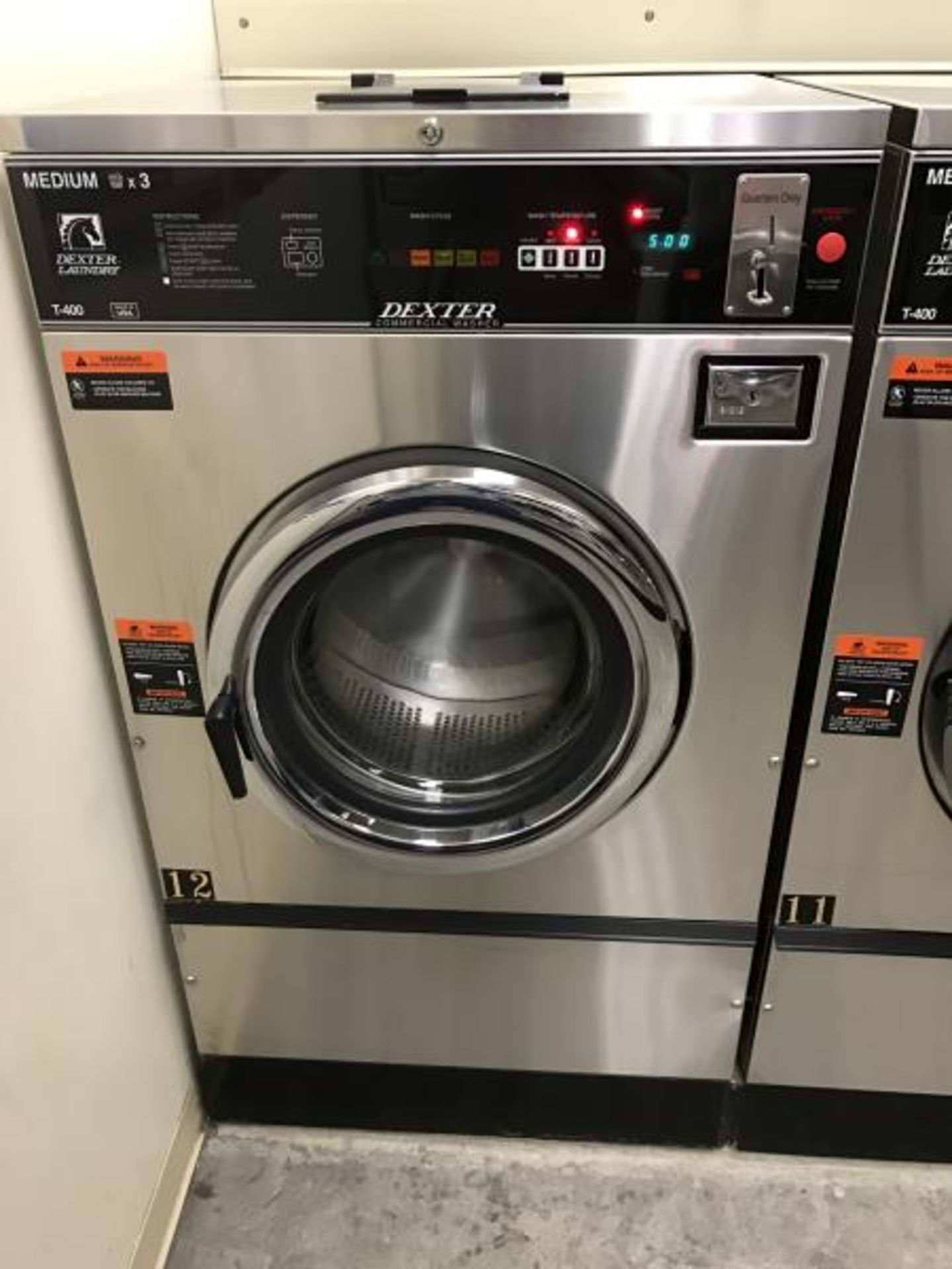 Dexter Commercial Washing Machine, Medium x 3, 30 Lbs., Model: T-400 / WCAD30KCX-12CN, SN: 531759