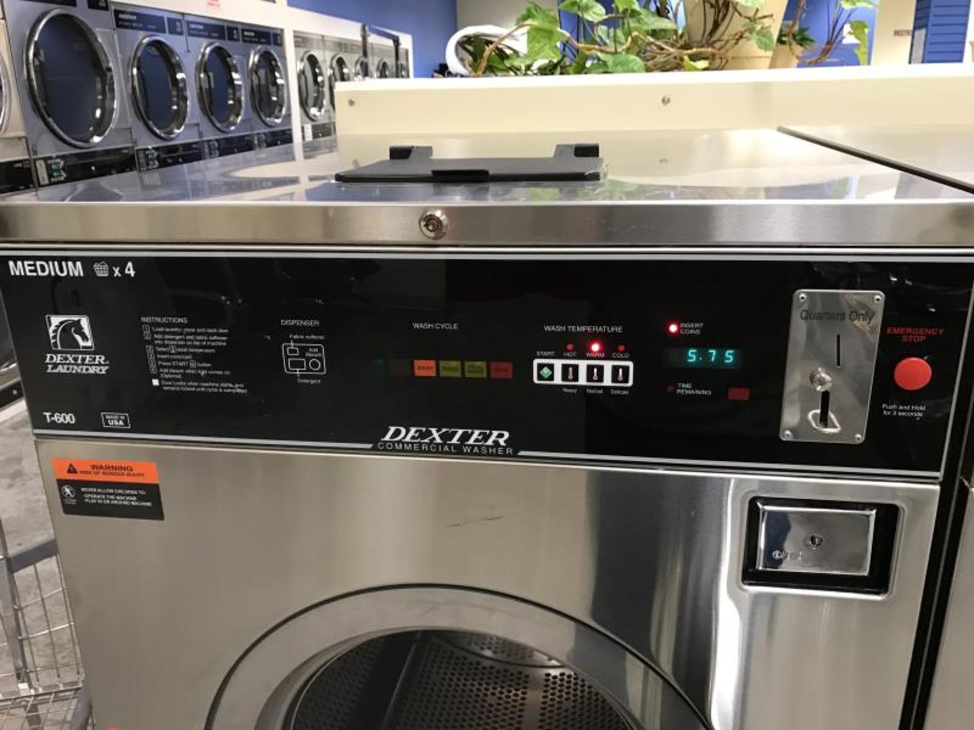 Dexter Commercial Washing Machine, Medium x 4, 40 Lbs., Model: T-600 / WCAD40KCX-12CN, SN: 531831 - Image 3 of 4