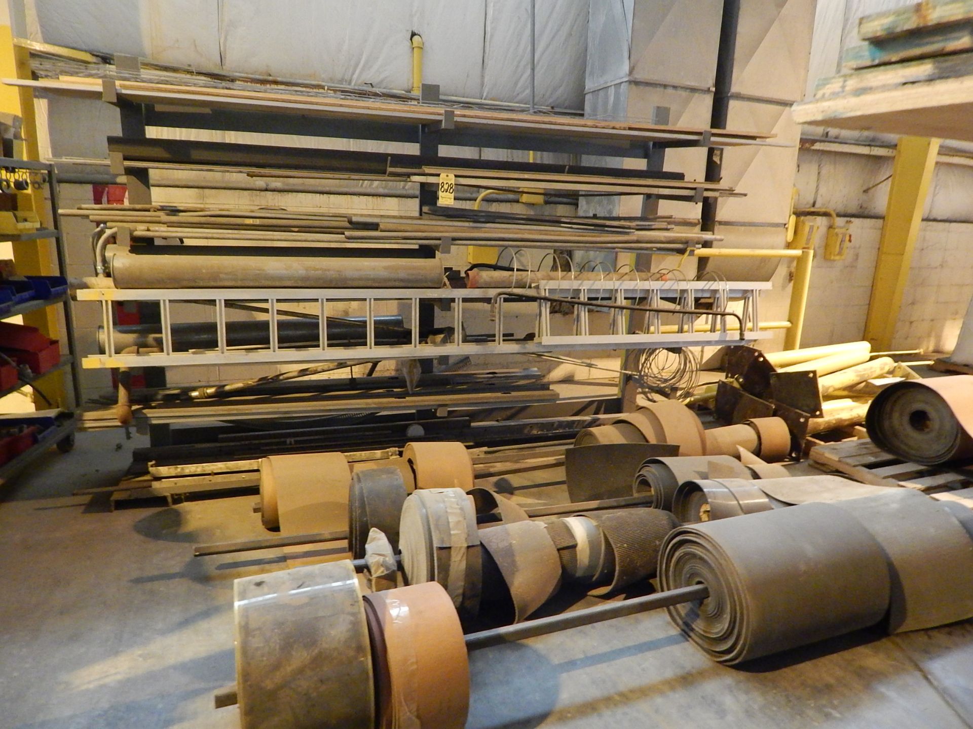 Steel Storage Rack and Contents and Conveyor Belt